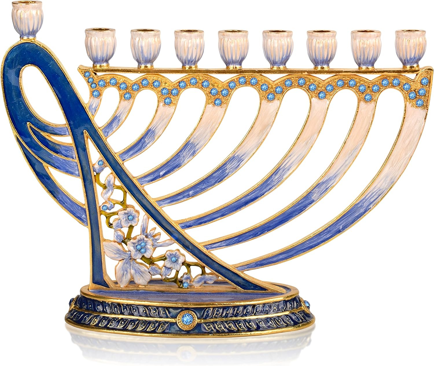 Hanukkah Menorah - Fits All Standard Chanukah Candles - Modern Jeweled Candle Menorahs for Chanukah - David's Harp