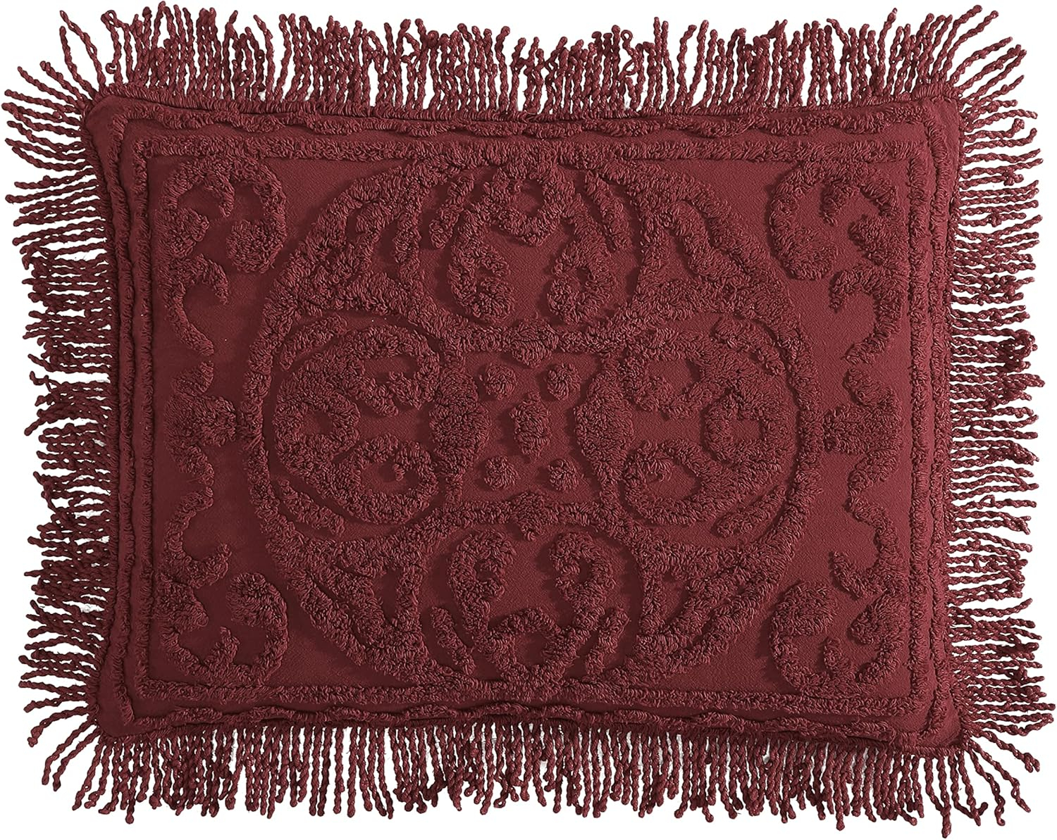 Beatrice Home Fashions Medallion Chenille Standard Sham Burgundy