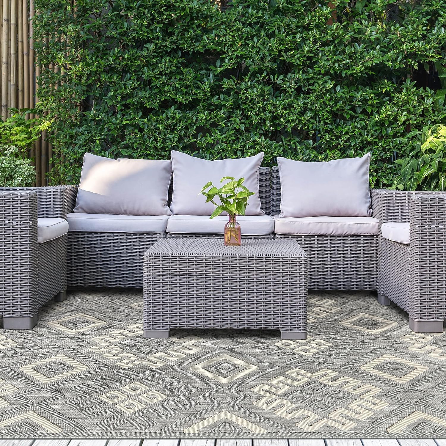 Modern Diamonds Geometric Indoor/Outdoor Area Rug, Gray, 5' 2" x 7' 2"