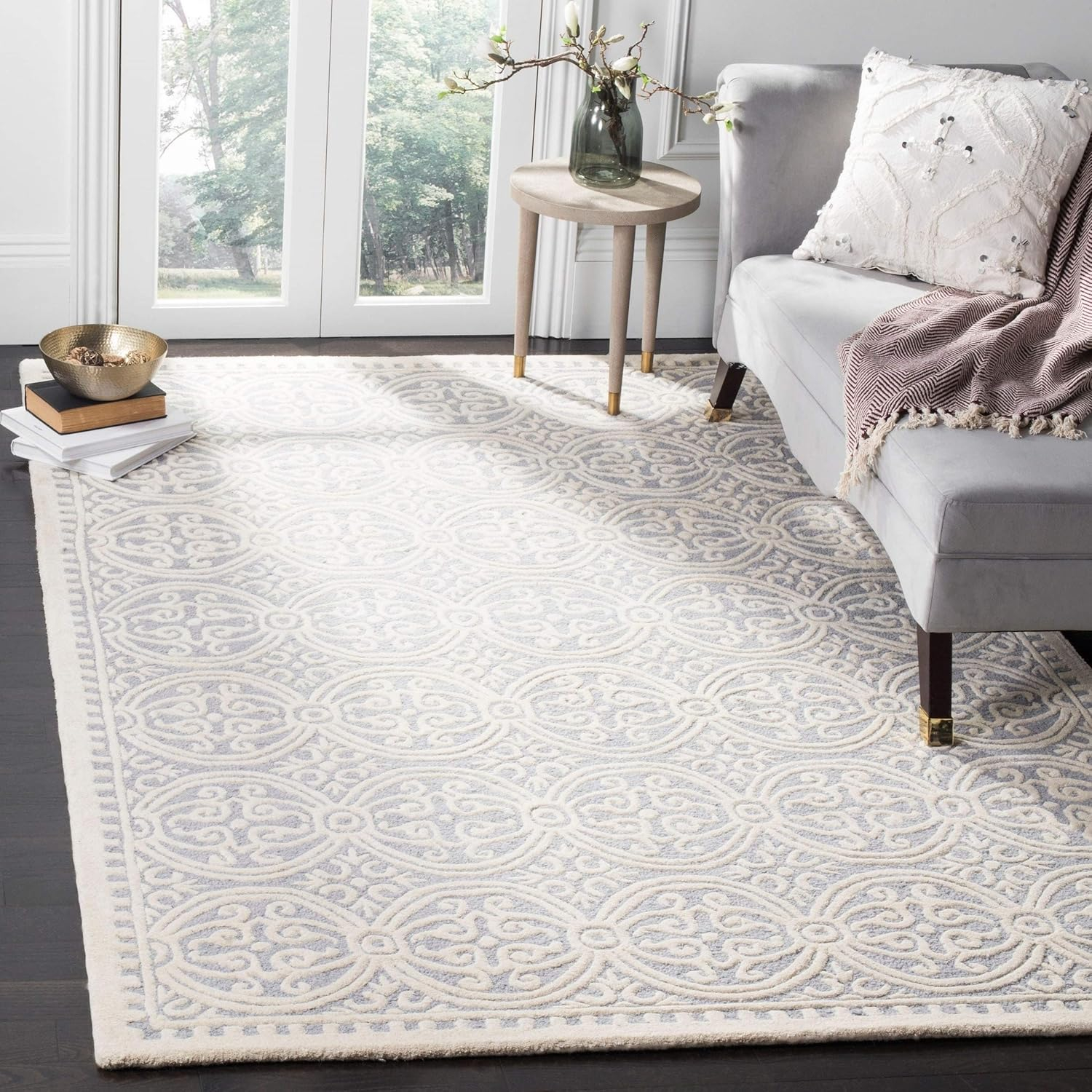 SAFAVIEH Cambridge Leslie Geometric Wool Area Rug, Black/Ivory, 11' x 15'