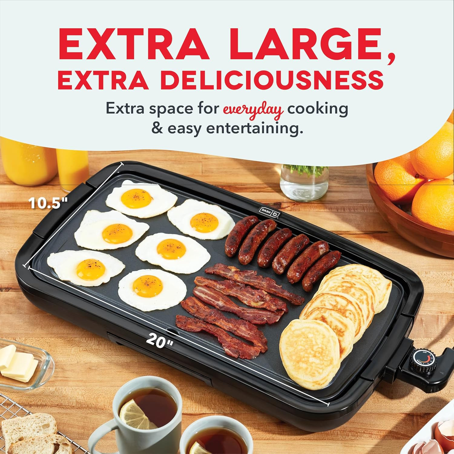 Black Rectangular Electric Griddle with Nonstick Cooking Plate