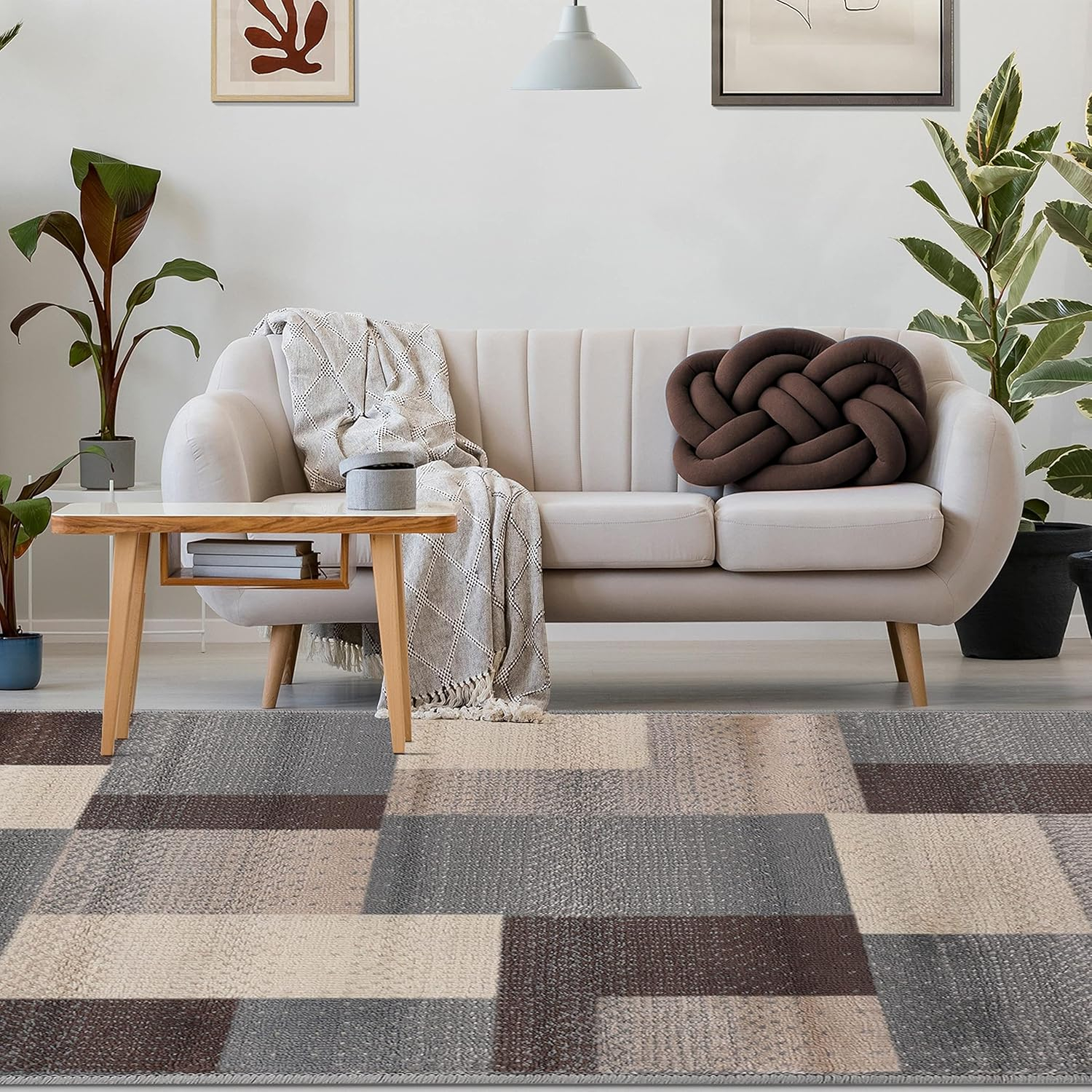 Superior Color Block Area Rug 6' x 9', Gray