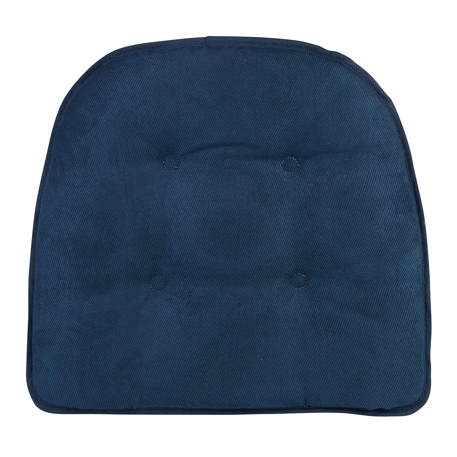 Non-Slip Tufted Chair Cushions for Dining Room, Kitchen and Office Use, U-Shaped Skid-Proof Seat Pad, 15x16 Inches, 4 Pack, Indigo Blue