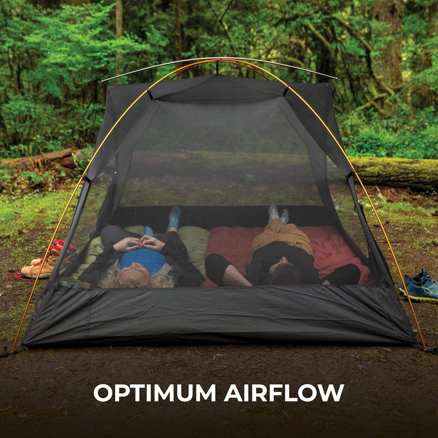 Ultra Lightweight Orange Dome 2-Person Camping Tent with Carry Bag