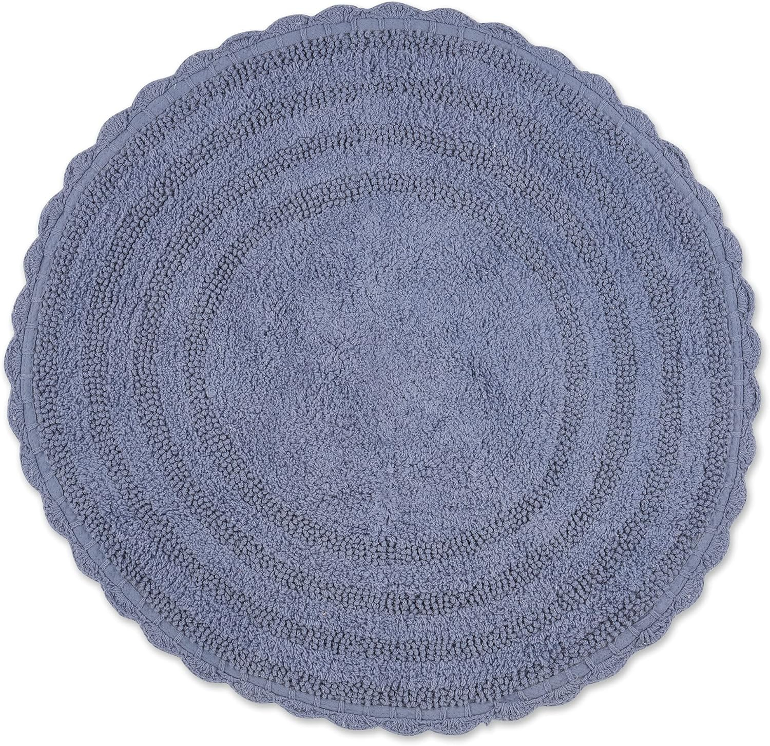 Stonewash Blue Round Crochet Bath Mat