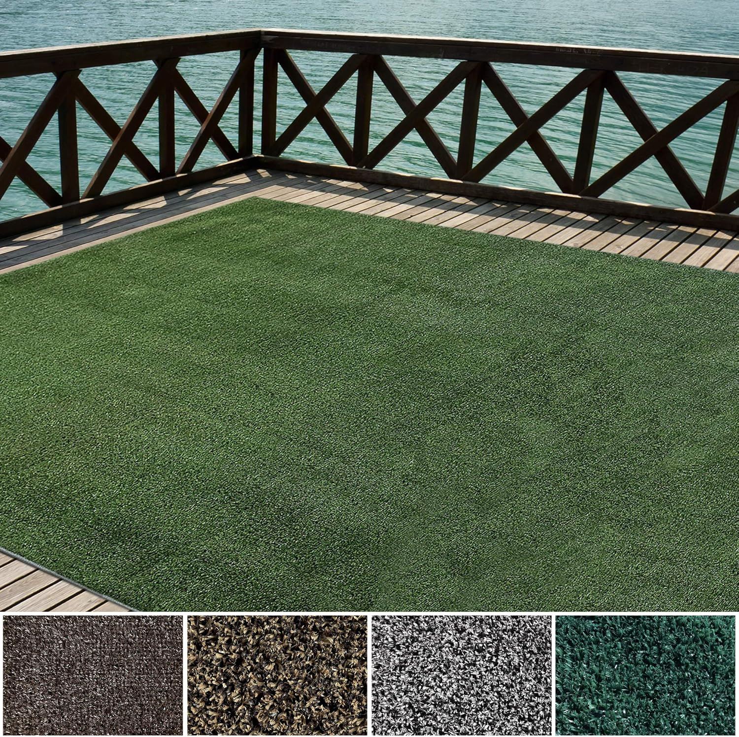 iCustomRug Synthetic Grass Rug – 4x10ft Lawn Green Turf Carpet for Patios, Yards, Boats, Camping – Indoor/Outdoor Use