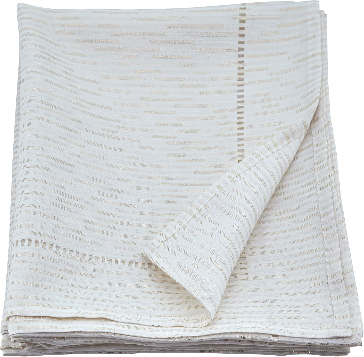 Hemstitched Off-White Rectangular Fabric Tablecloth