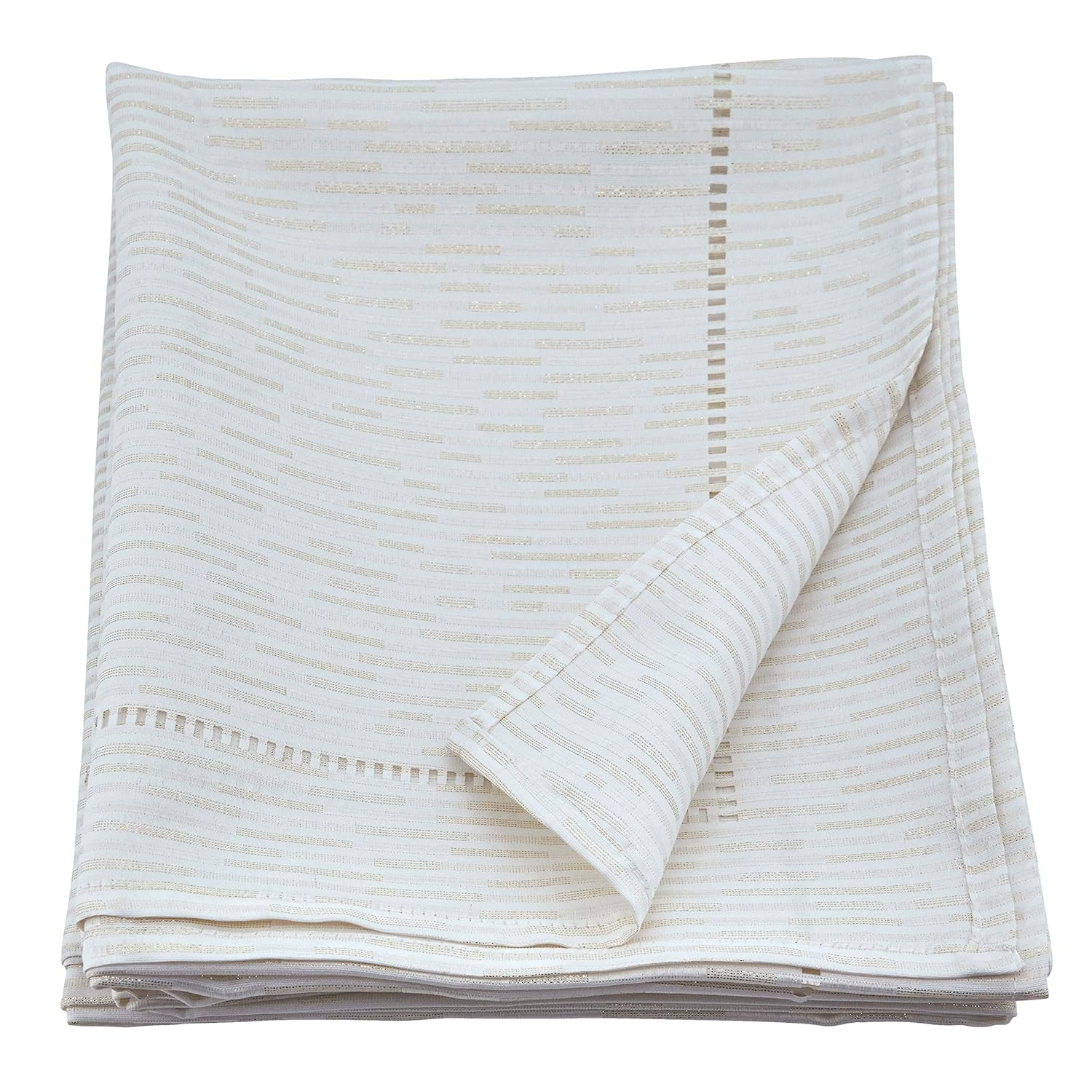 Hemstitched Off-White Rectangular Fabric Tablecloth