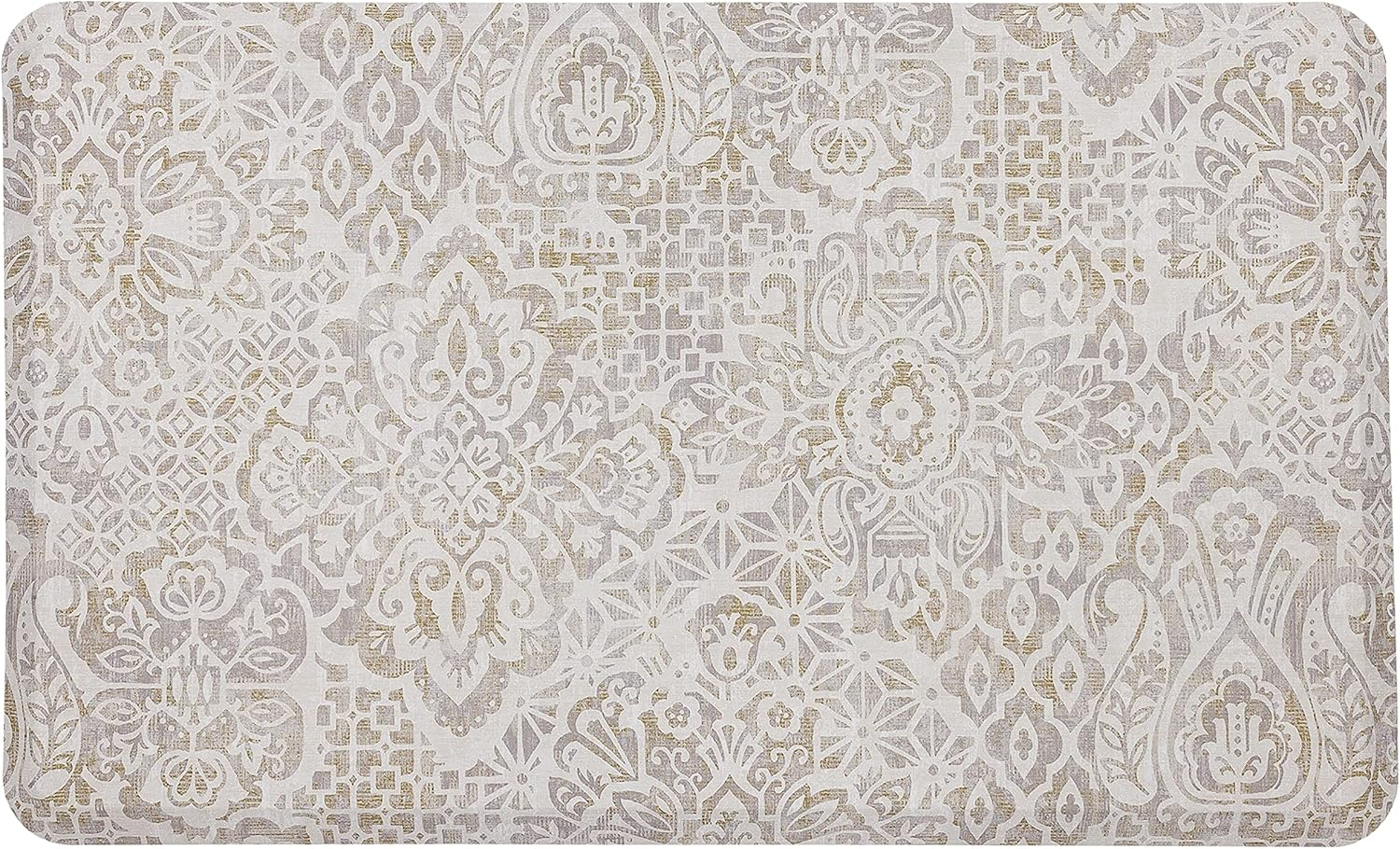 Mohawk Home Dri-Pro Cushion Kitchen Mat, Damask Nouveau, Tan, 1' 6" X 2' 6"