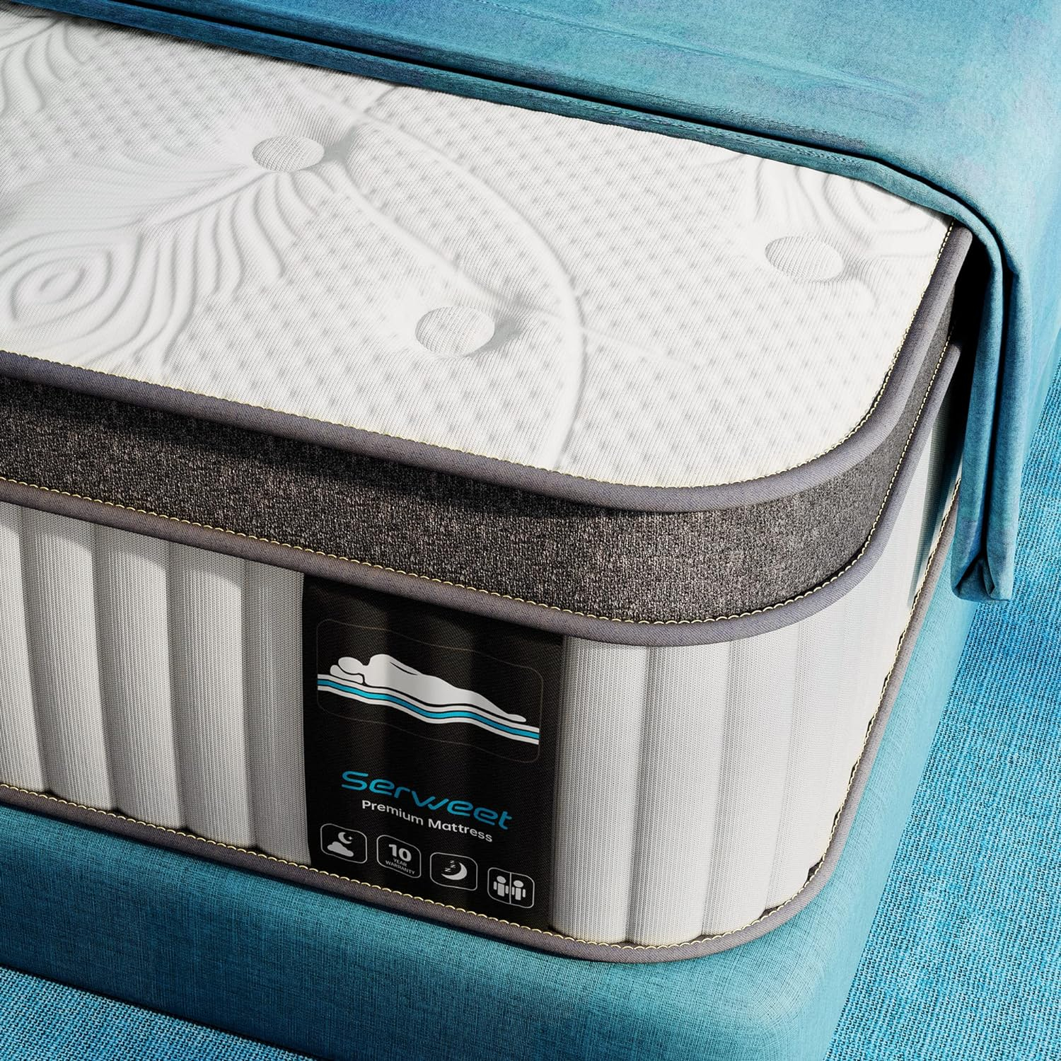 Serweet 12 Inch Memory Foam Hybrid Full Mattress - Heavier Coils for Durable Support - Pocket Innersprings for Motion Isolation - Pressure Relieving - Medium Firm - Made in Century-Old Factory