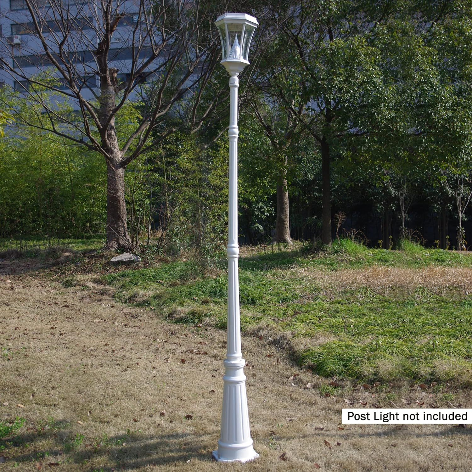 Gama Sonic Decorative Outdoor Lamp Post for Solar Lights, White Cast Aluminum, 3" Fitter Mount, 6.5' Tall, GS-DP55F-WHT