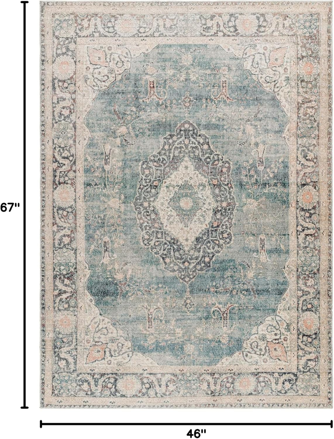 Livabliss x Becki Owens Marlene Vintage Medallion Area Rug,3'10" x 5'7",Blue/Cream