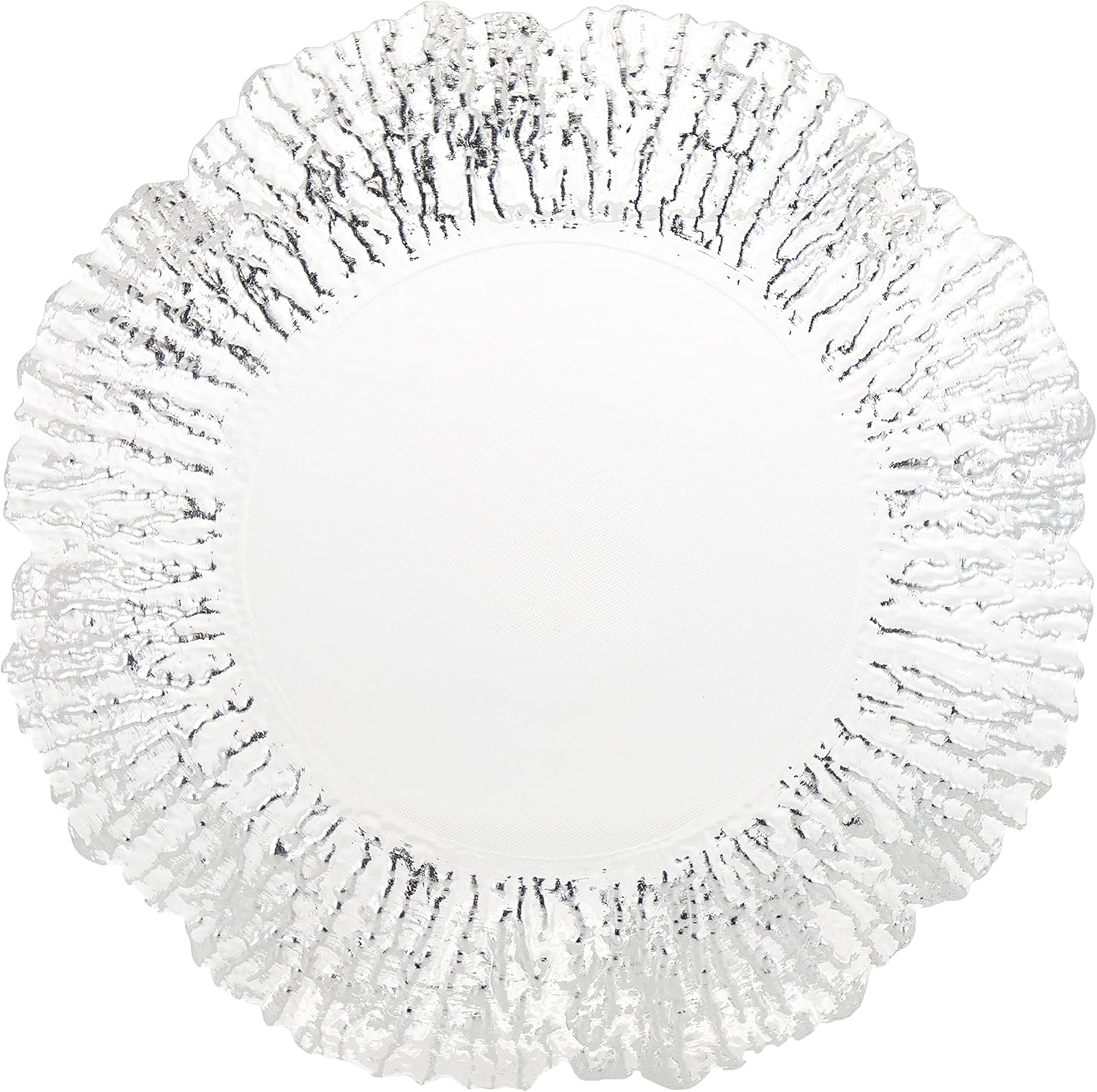 Silver Glass Flower Pattern Charger Plate, 14-inch