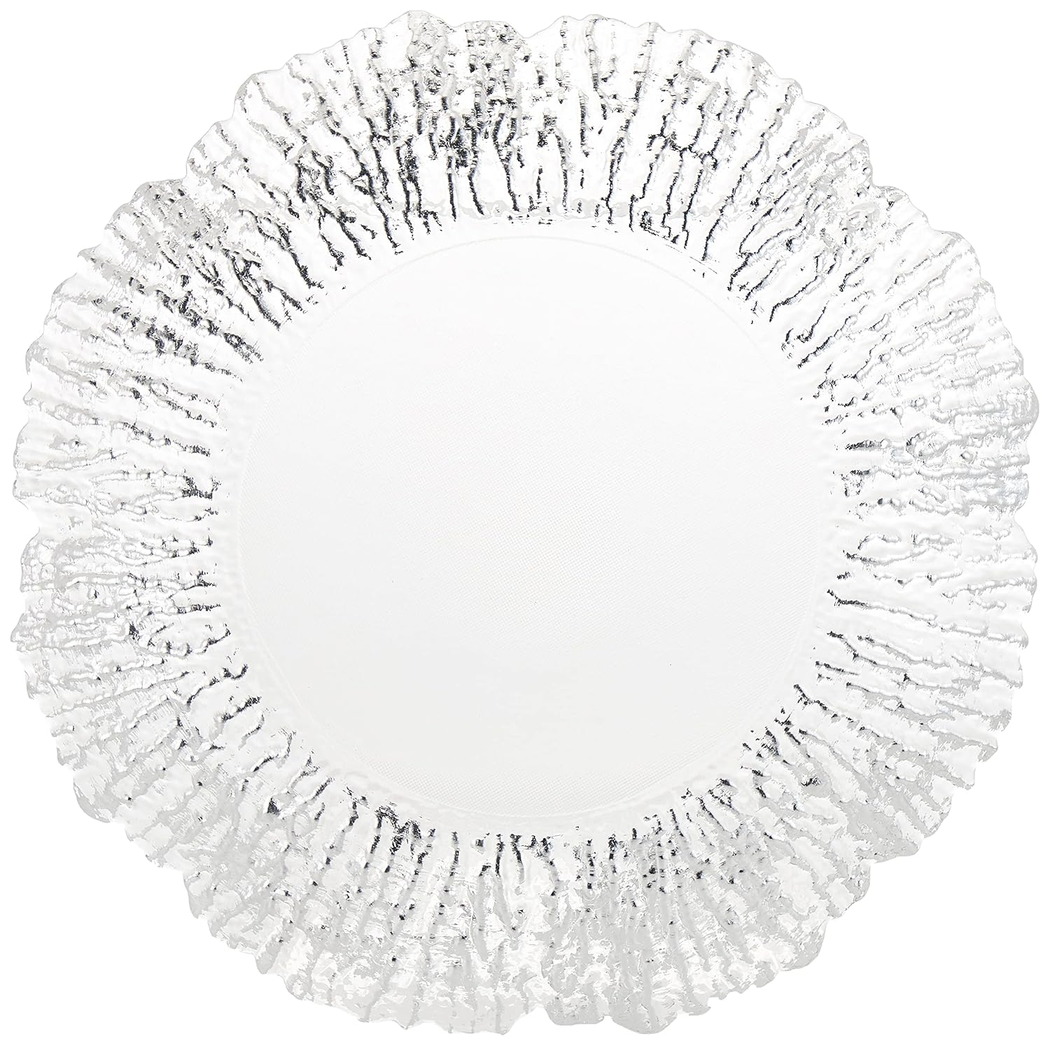 Silver Glass Flower Pattern Charger Plate, 14-inch