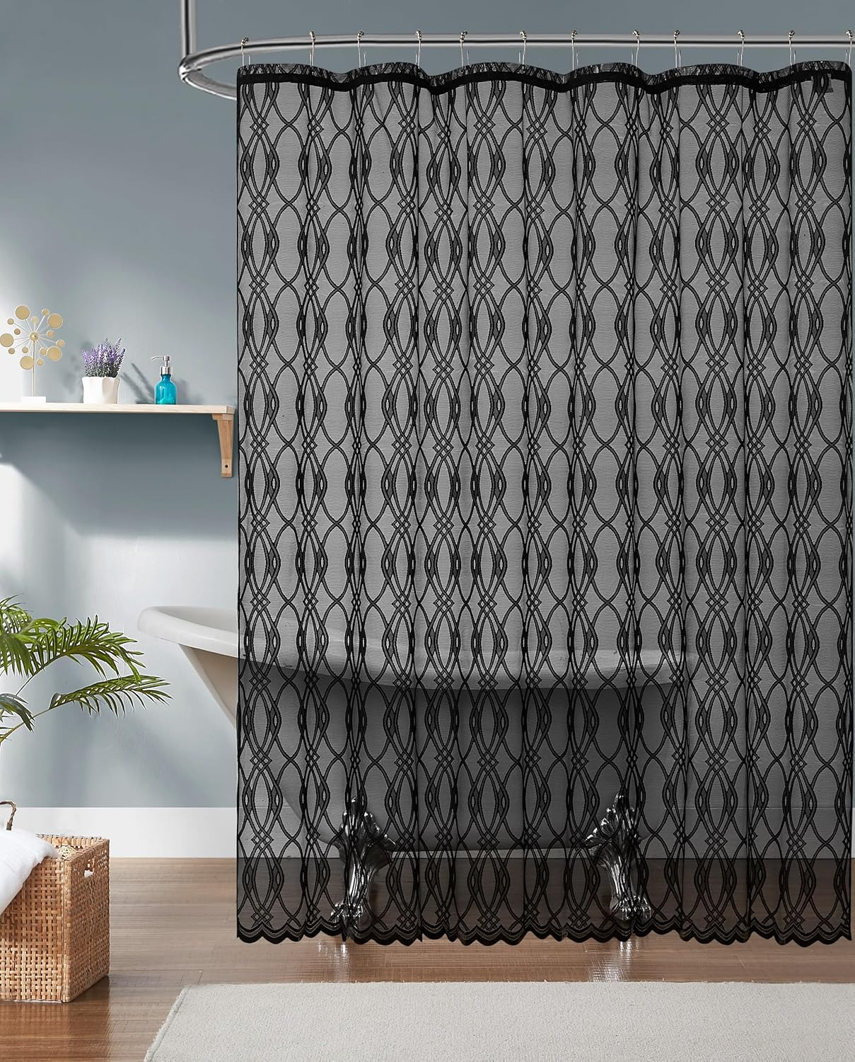 LinenZone Minimalist Shower Curtain Gold Color for Beautiful Bathroom Decor Aesthetic or Modern Bathroom Decor. 72 Inch Geometric Shower Curtain for Minimalist Decor. (Giselle Shower 72 x 72 Linen)