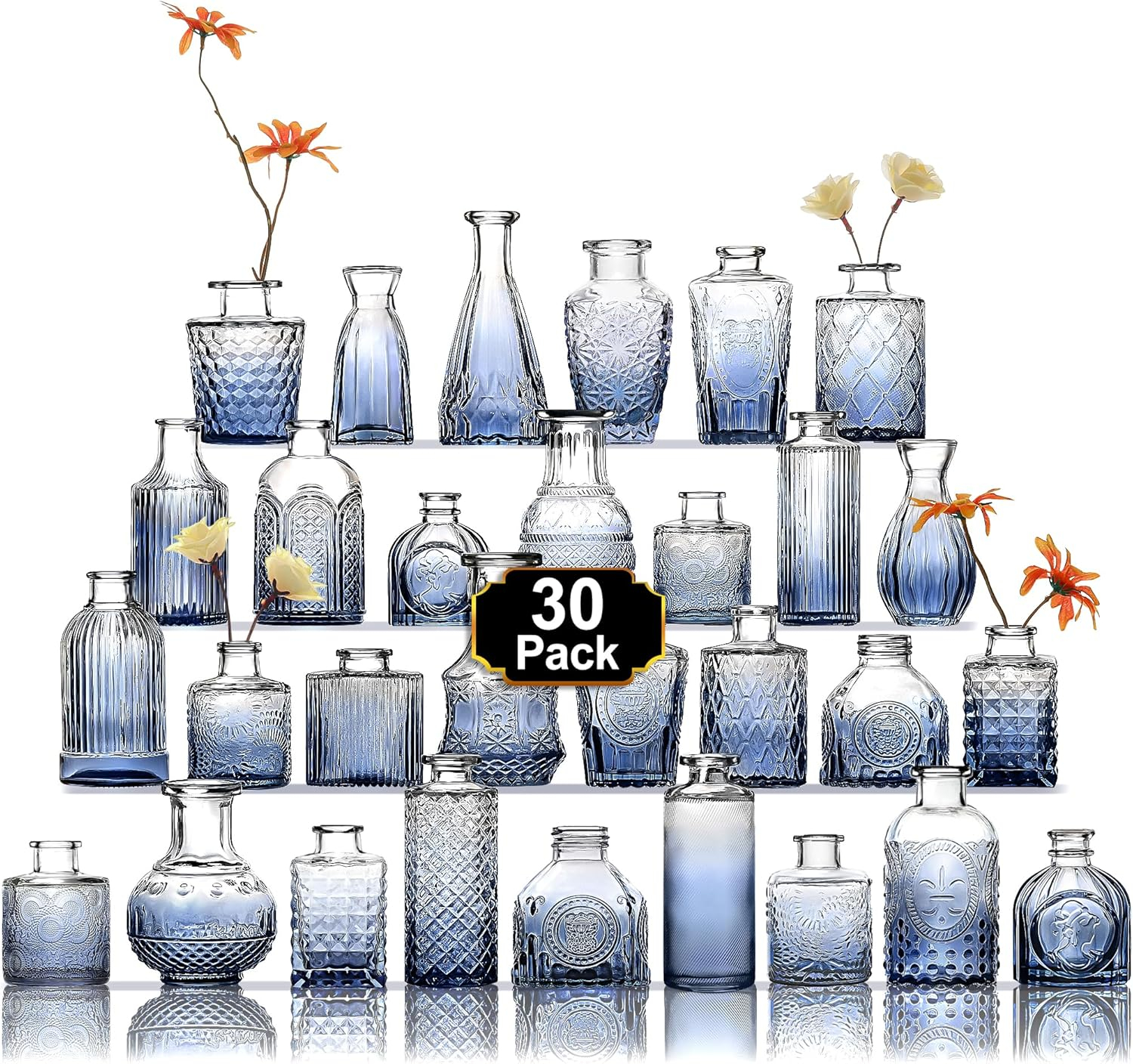 Bud Vases Set of 12, Small Glass Vases for Centerpieces, Small Flower Vases for Centerpieces, Vintage Mini Vase, Clear Bud Vase for Wedding Table Decor