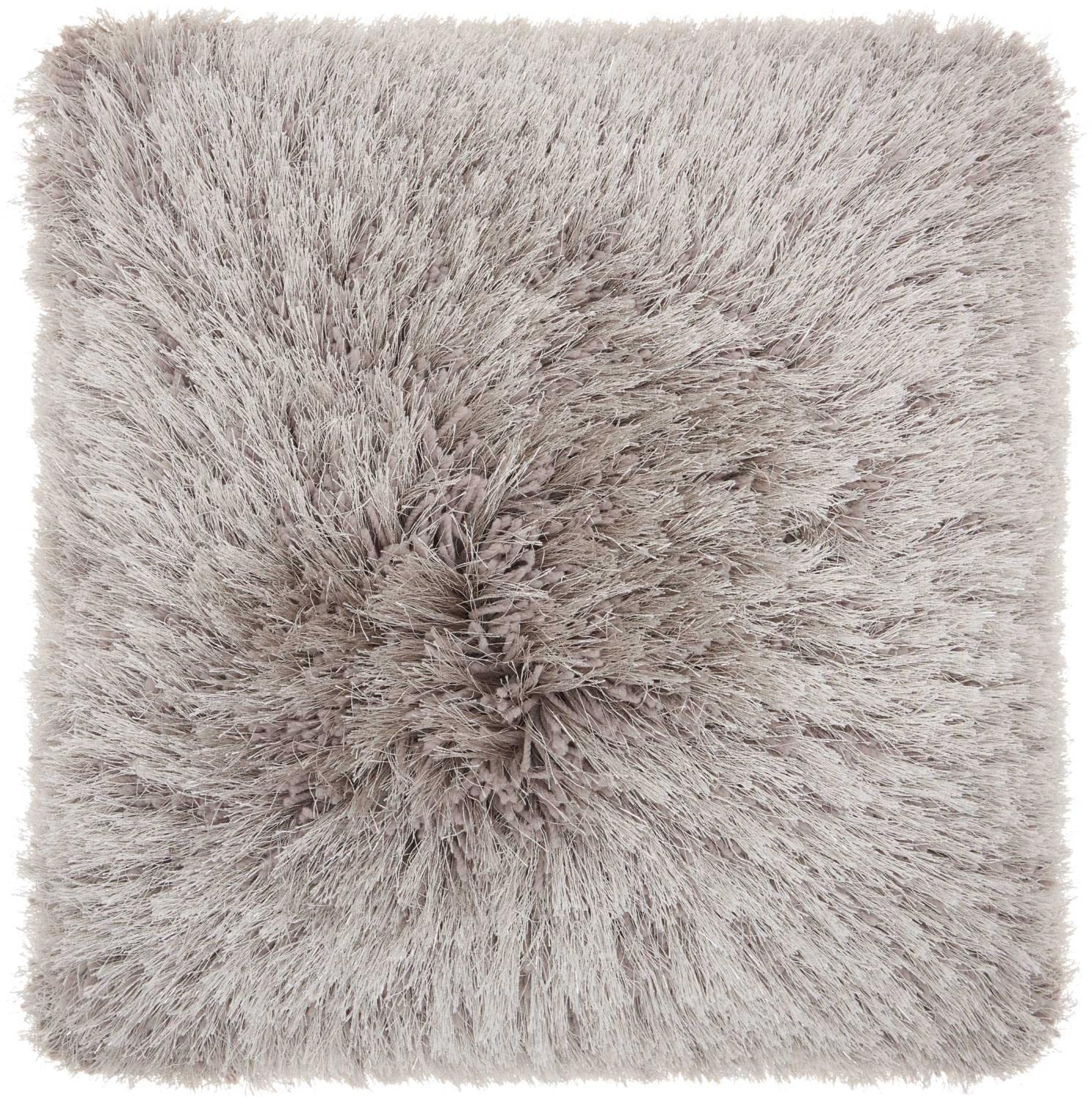Nourison Yarn Shimmer Shag Decorative Throw Pillow, 20" x 20", Light Grey