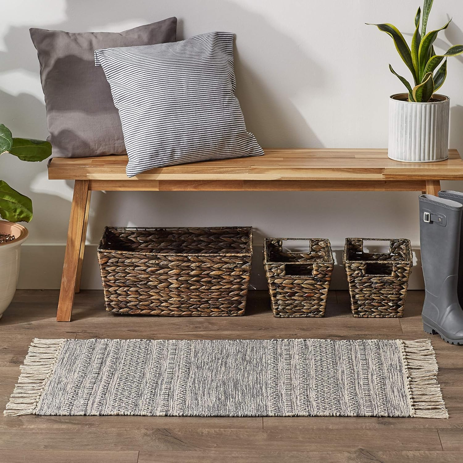 DII Gray Textured Dobby Hand-Loomed Rug 2x3 Ft