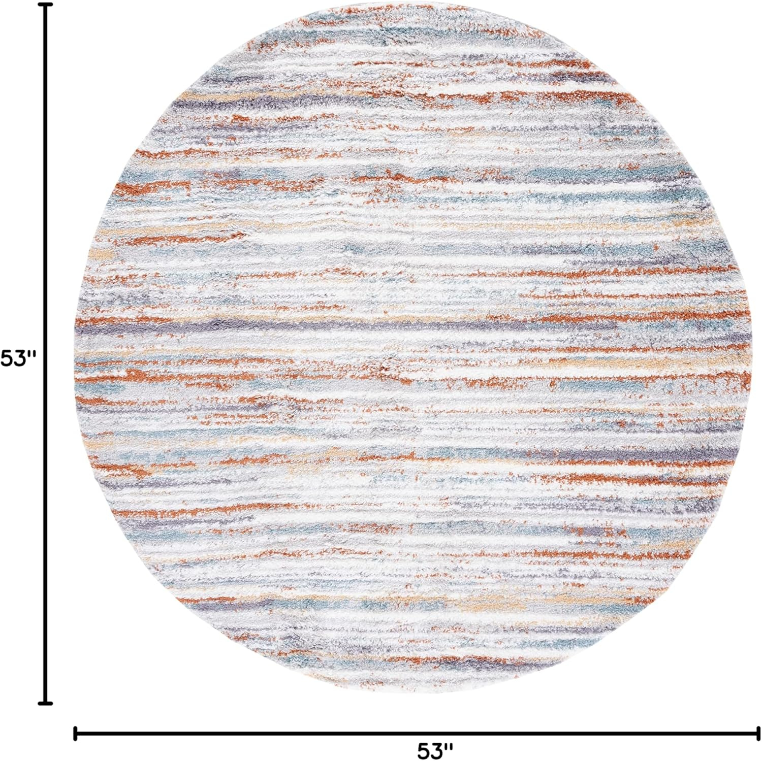 SAFAVIEH Berber Shag Jonette Abstract Area Rug, Blue Rust/Ivory, 4'5" x 4'5" Round