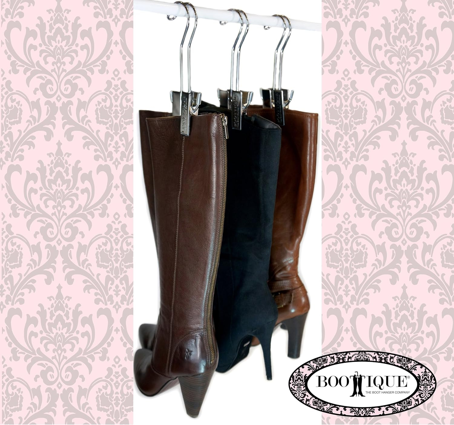 Boottique Add-on Boot Hangers - SET OF 6 Only - Holds, Shapes, & Protects Most Styles of Boots (6 Original Silver Hangers)