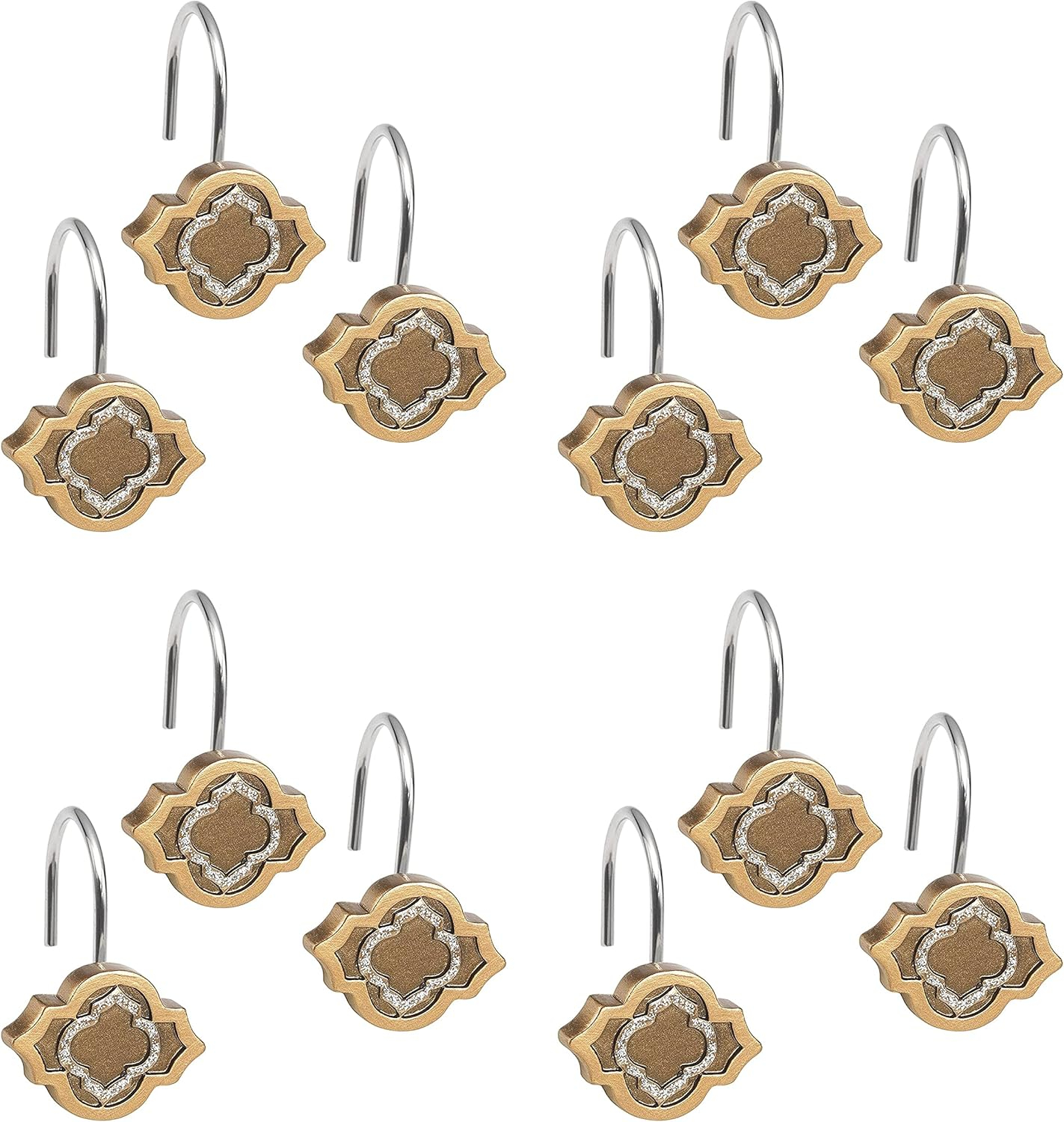 Popular Bath Spindle 12-Piece Shower Hooks, Gold, 9x6x9.5 Inches