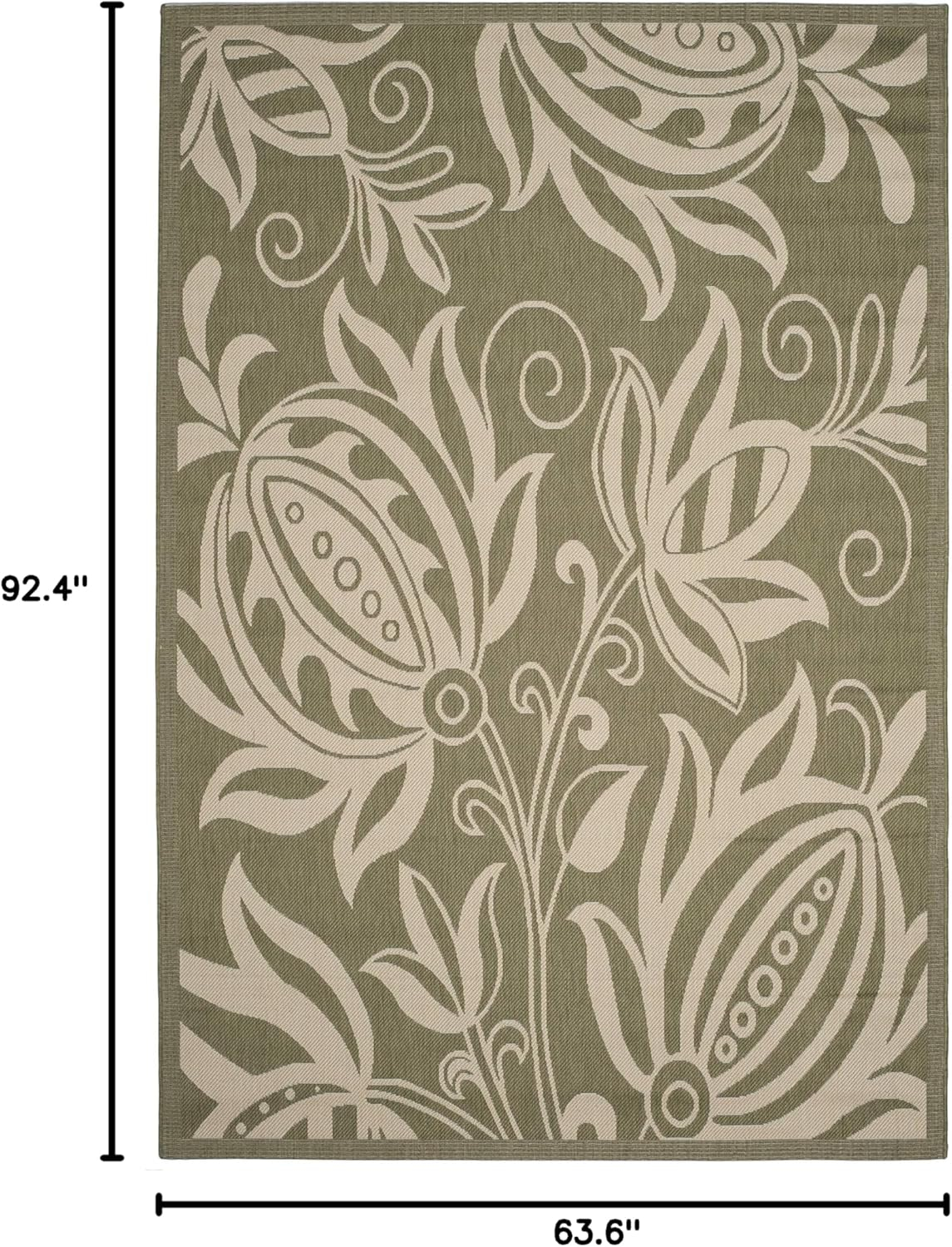 Safavieh Courtyard Crystal Floral Indoor/Outdoor Indoor/Outdoor Area Rug, 5'3" x 7'7", Olive/Natural