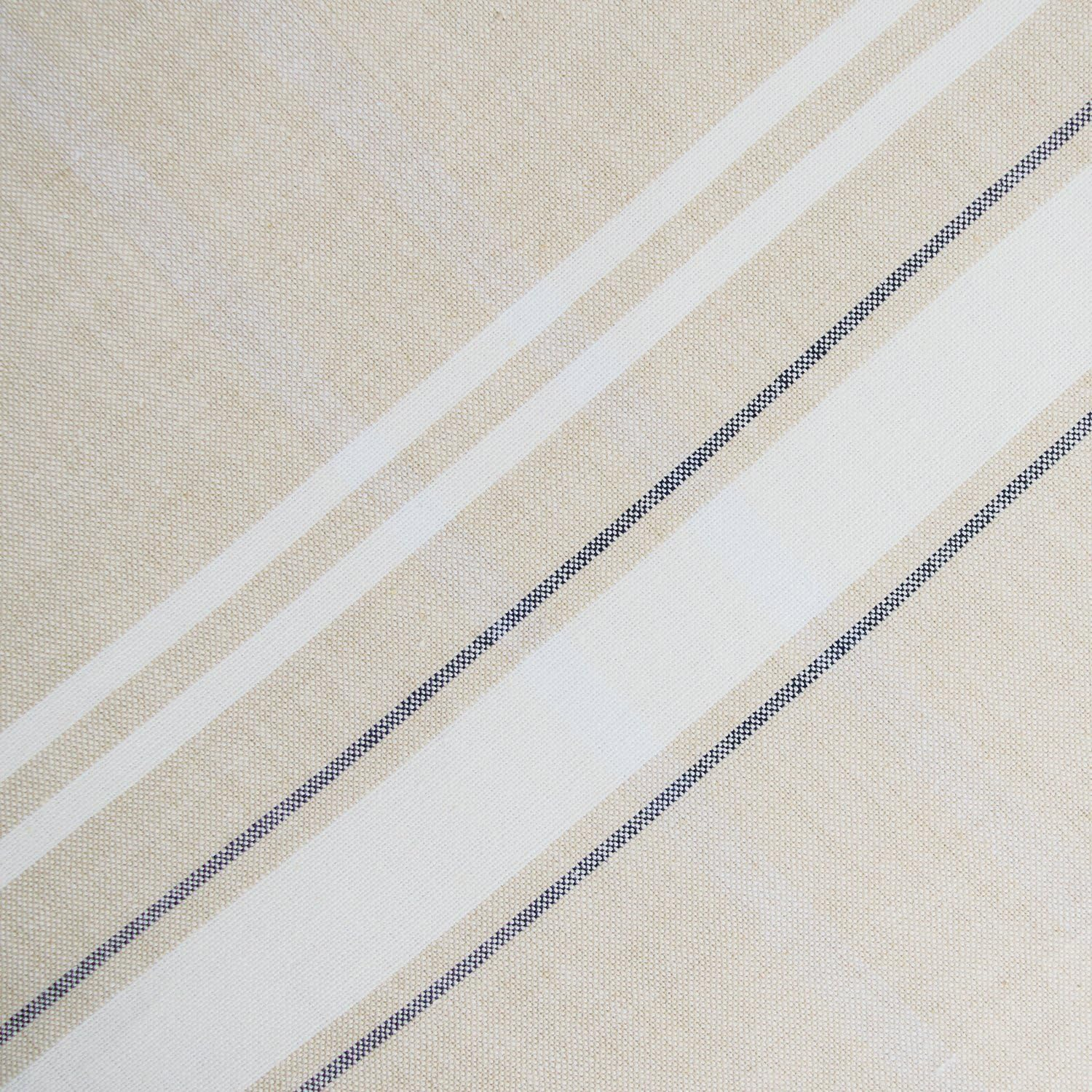 Greige and White Cotton Round Tablecloth, 70 Inches