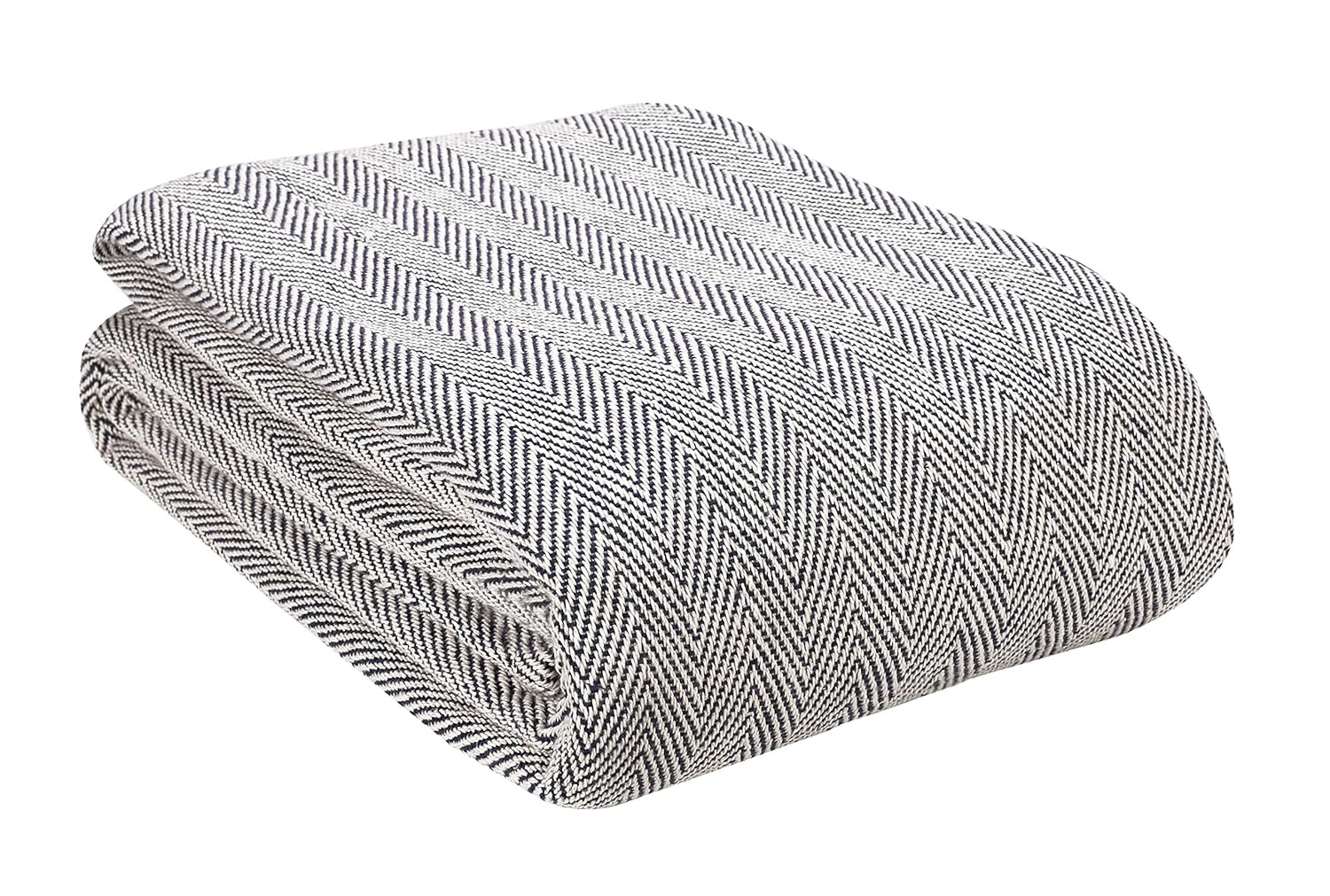 GLAMBURG 100% Soft and Breathable Cotton Thermal Blanket Queen Charcoal - Perfect for Layering Any Bed for All Season