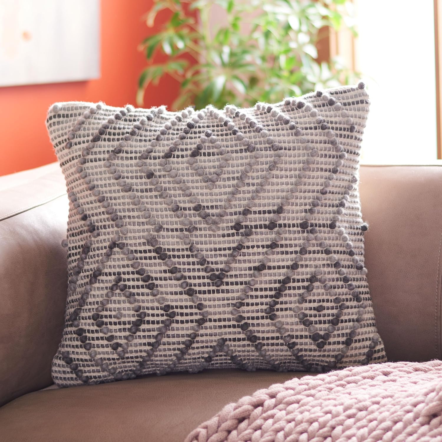 SAFAVIEH Adalia Geometric Pillow, 20" x 20", Grey