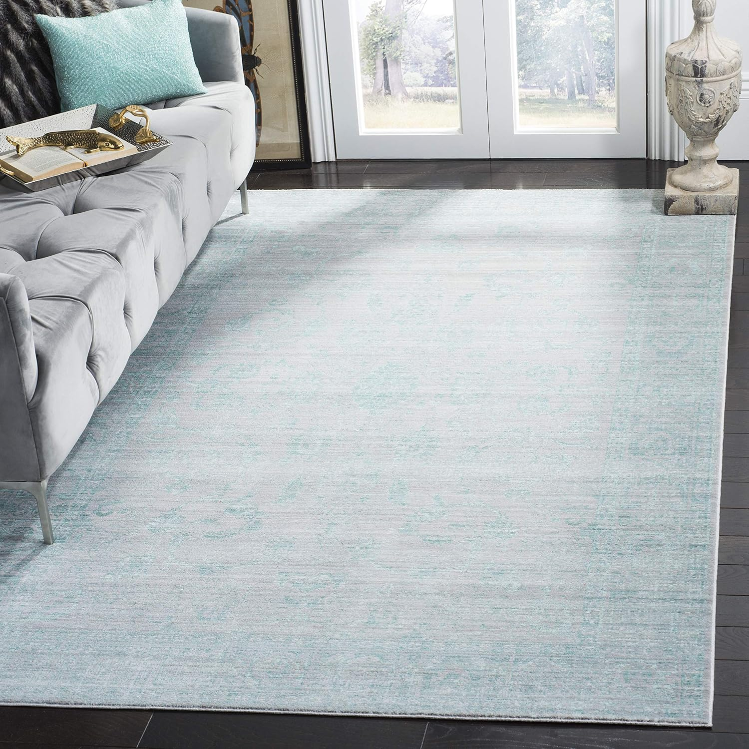 Valencia Blue and Multi Synthetic Reversible Rug