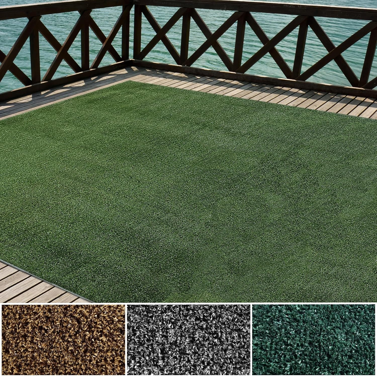 iCustomRug Synthetic Grass Rug – 4x10ft Lawn Green Turf Carpet for Patios, Yards, Boats, Camping – Indoor/Outdoor Use