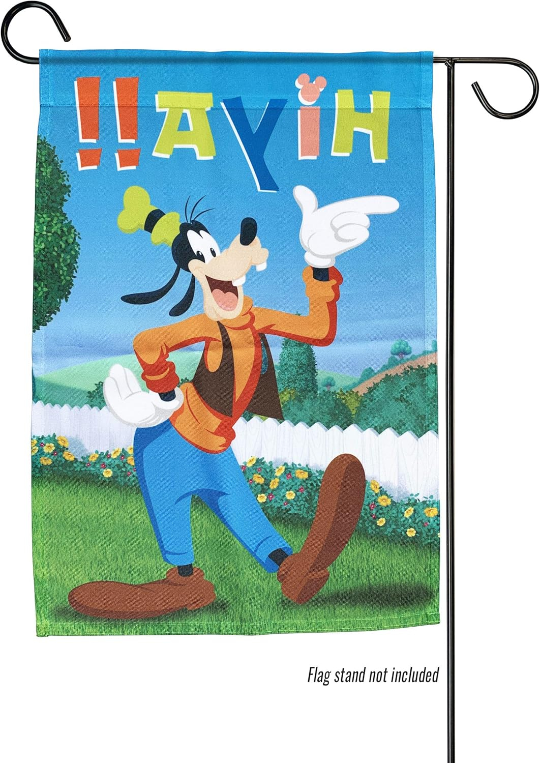 Back Yard Glory Disney Goofy Hi Ya Garden Flag 12" x  18"