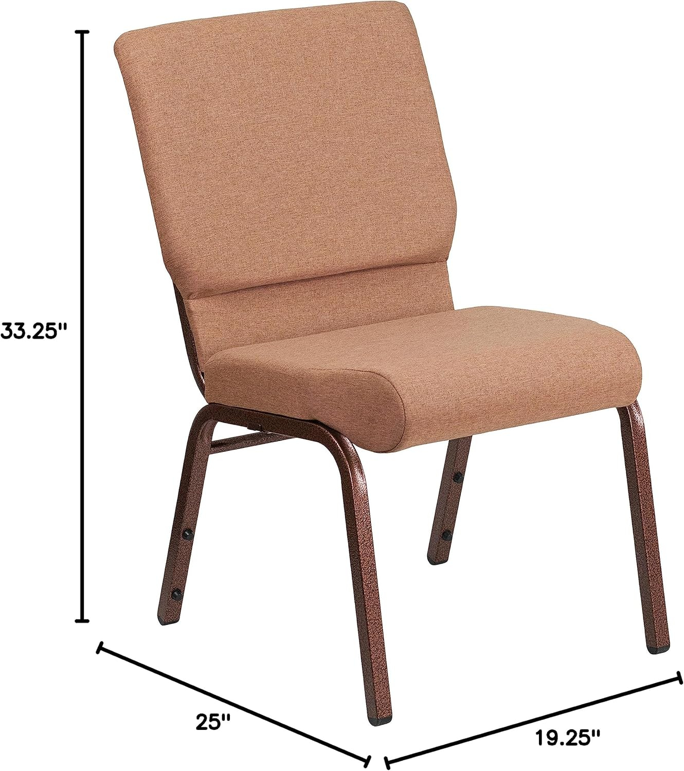 Flash Furniture HERCULES Series 18.5''W Stacking Church Chair in Caramel Fabric - Copper Vein Frame