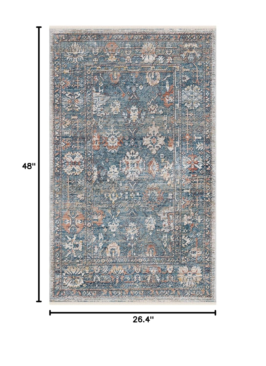 SAFAVIEH Victoria Collection Accent Rug - 2'2" x 4', Blue & Ivory, Vintage Distressed Design, Non-Shedding & Easy Care, Ideal for High Traffic Areas in Entryway, Living Room, Bedroom (VIC905M)