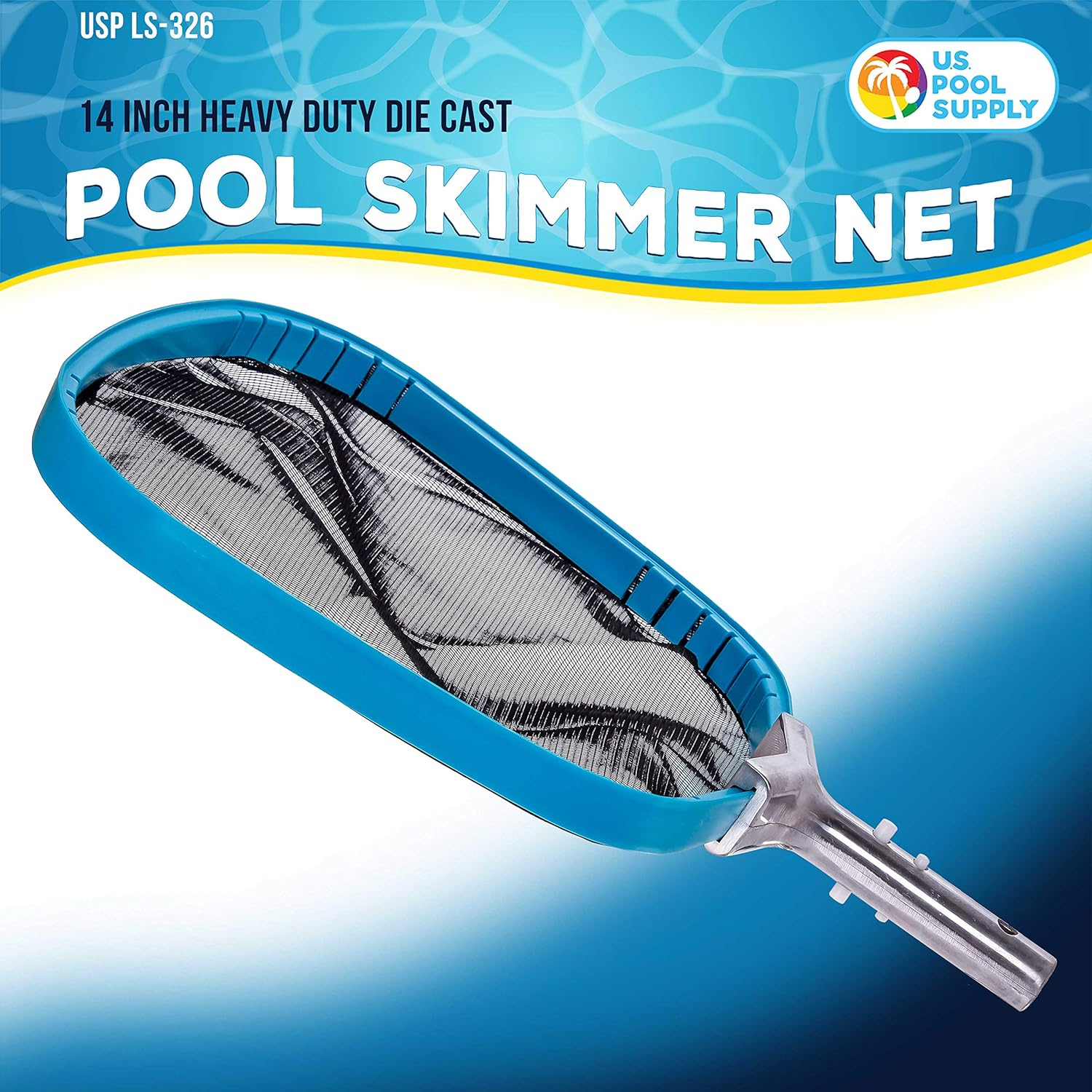 Professional Heavy Duty 14" Swimming Pool Leaf Skimmer Net with Strong Reinforced Aluminum Frame Handle