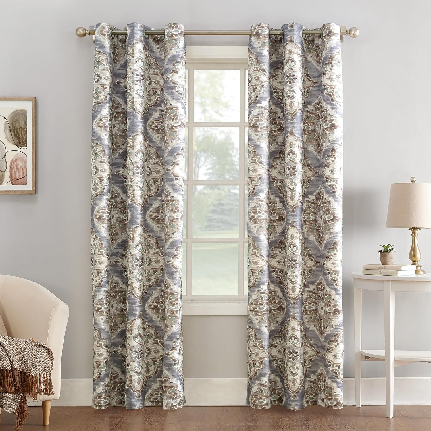 Sun Zero Cooper Textured Thermal-Lined Blackout Energy-Efficient Grommet Curtain Panel, 40"X63", Gray (Single Panel), 40"X63", Gray