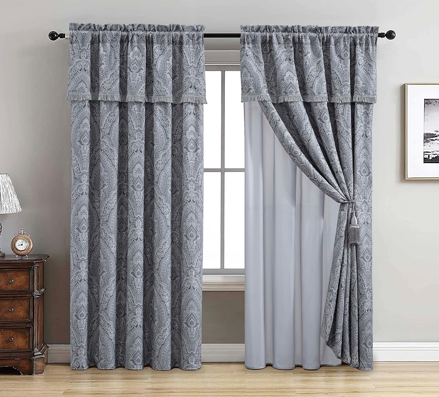 Chezmoi Collection Synthetic Paisley Room Darkening Rod Pocket Curtain Panel