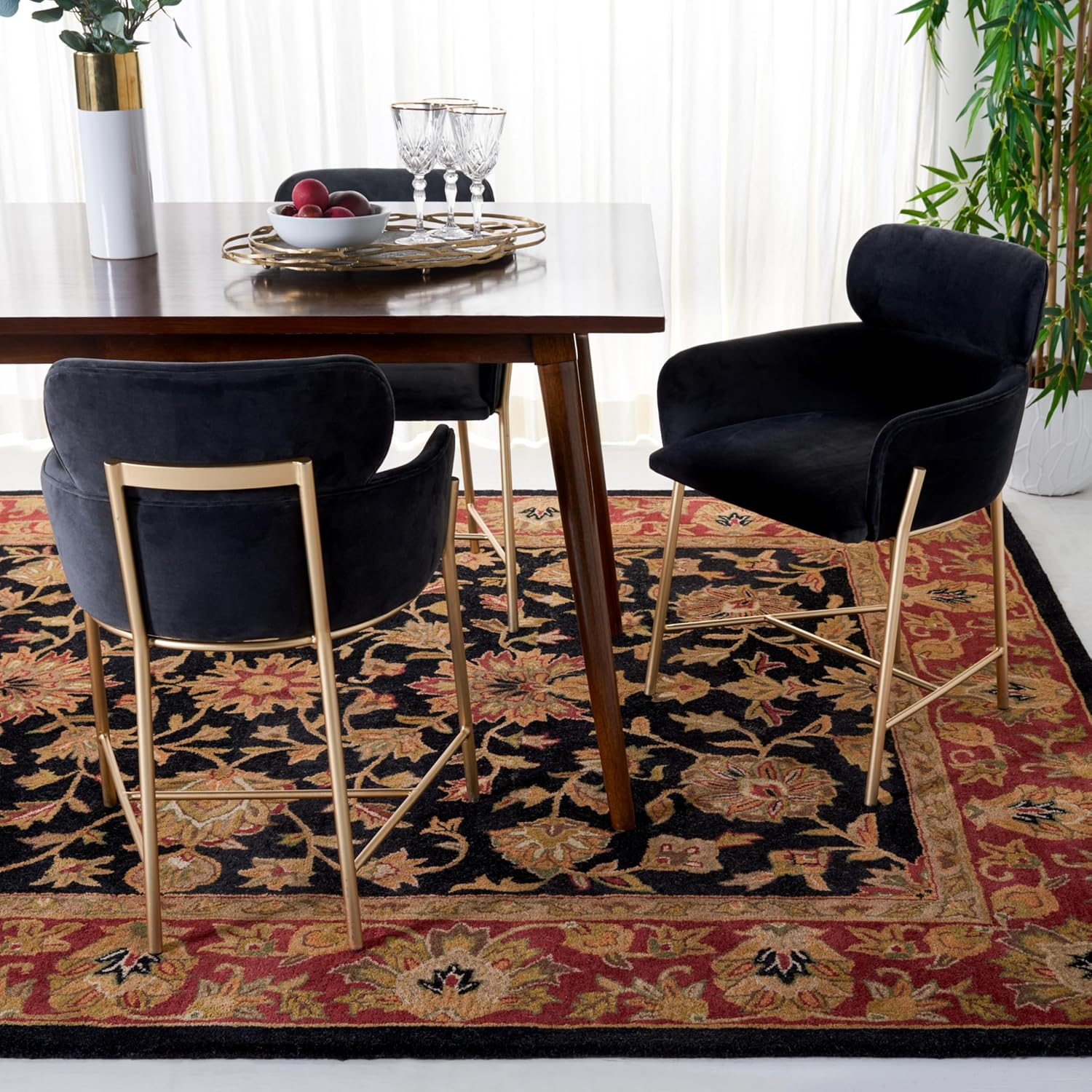 SAFAVIEH Heritage Lancaster Traditional Wool Area Rug, Black/Red, 9'6" x 13'6"