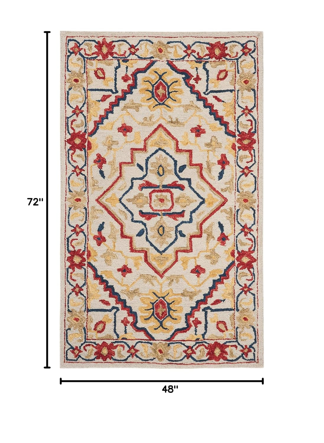 SAFAVIEH Aspen Coco Southwestern Wool Area Rug, Ivory/Multi, 4' x 6'