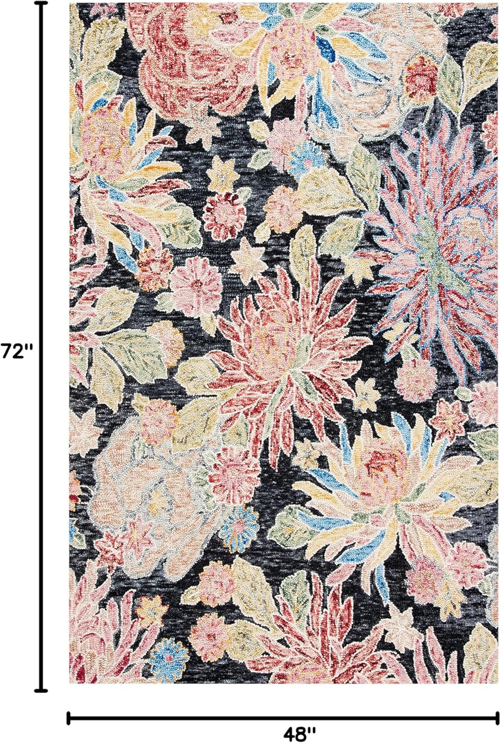 SAFAVIEH Jardin Dahila Floral Area Rug, Charcoal/Red, 4' x 6'