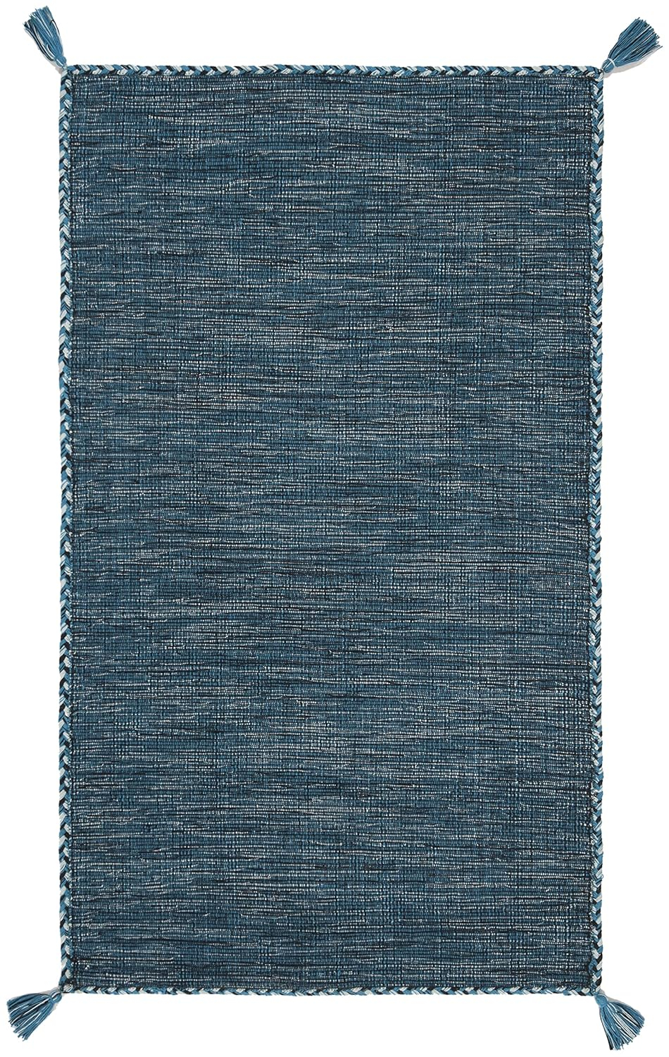 SAFAVIEH Montauk Bijar Solid Cotton Area Rug, Blue/Black, 2' x 3'