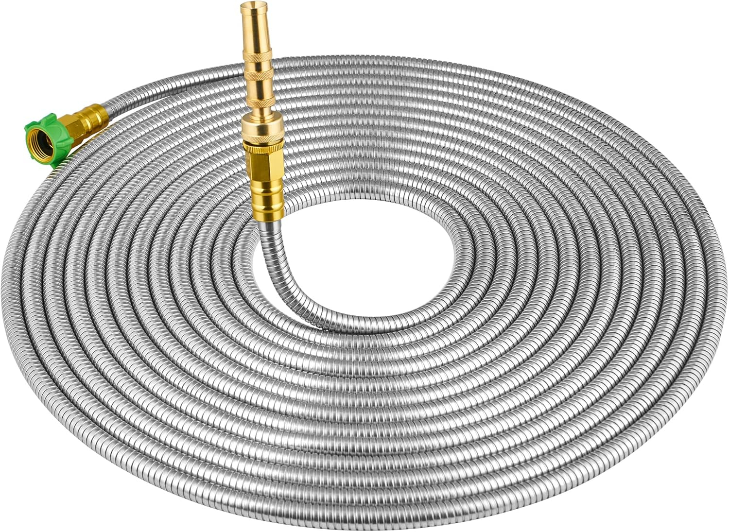 SKYWARD 304 Stainless Steel Garden Hose with Brass Garden Hose Nozzle, Anti-Leakage, Flexible & Lightweight Kink Free Water Hose, Easy to Use & Store (100ft)