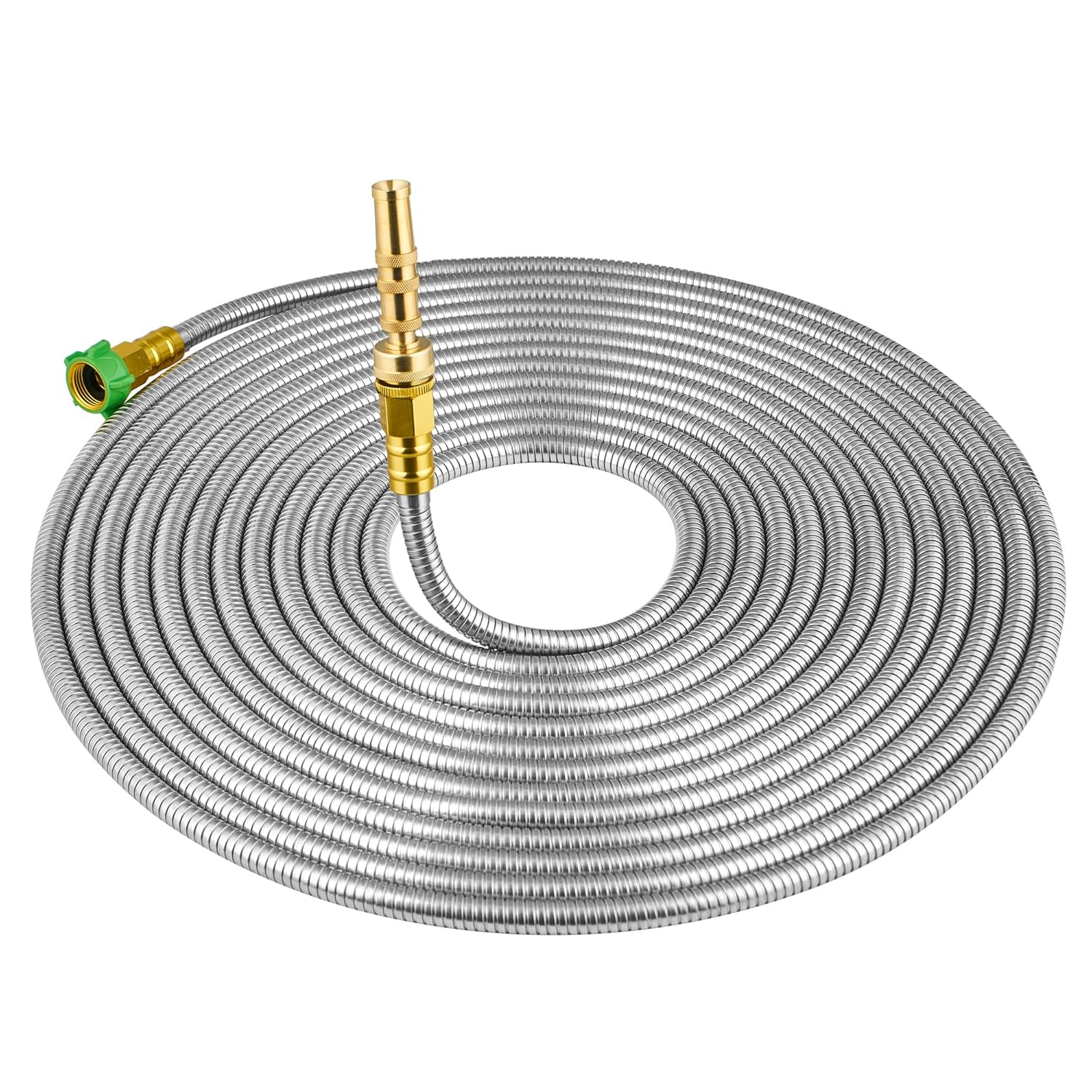 SKYWARD 304 Stainless Steel Garden Hose with Brass Garden Hose Nozzle, Anti-Leakage, Flexible & Lightweight Kink Free Water Hose, Easy to Use & Store (100ft)