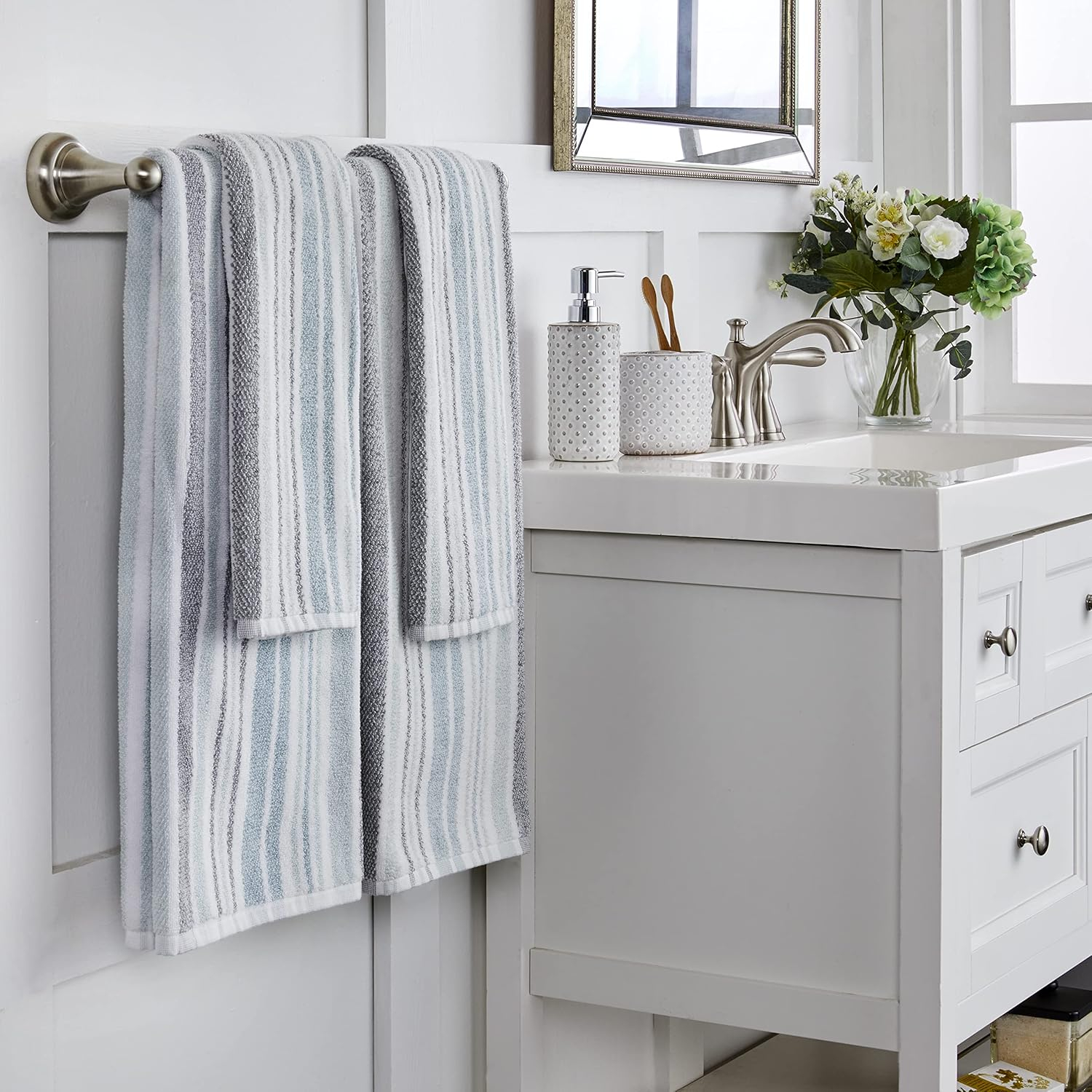 SKL Home Farmhouse Stripe Bath Towel,Multi