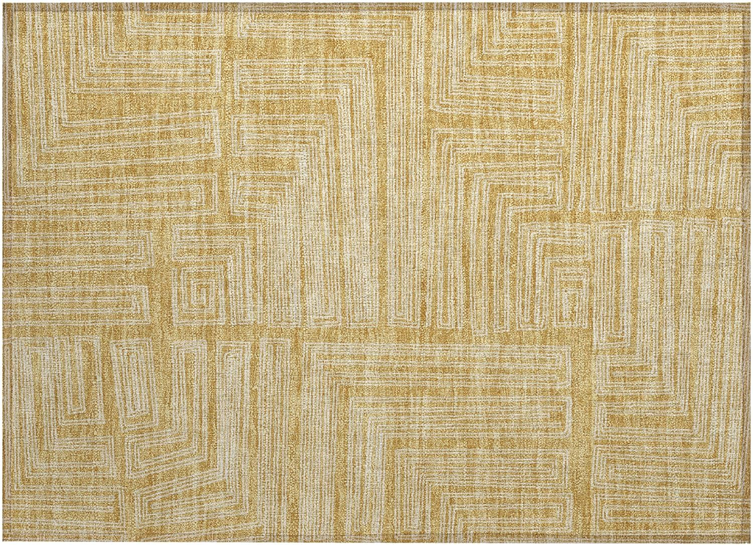 Addison Rugs Chantille ACN1045 Gold 1'8" x 2'6" Indoor Outdoor Area Rug, Easy Clean, Machine Washable, Non Shedding, Bedroom, Entry, Living Room, Dining Room, Kitchen, Patio Rug