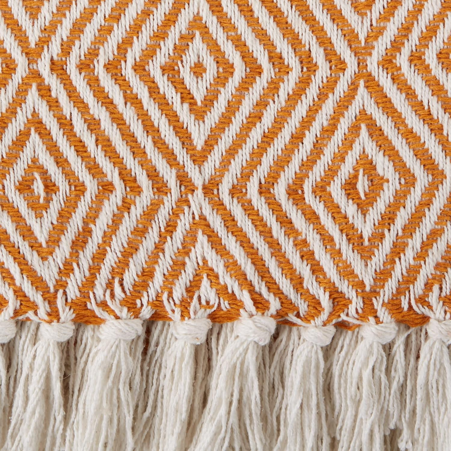 DII Diamond Throw Collection Woven Cotton, 50x60, Pumpkin Spice