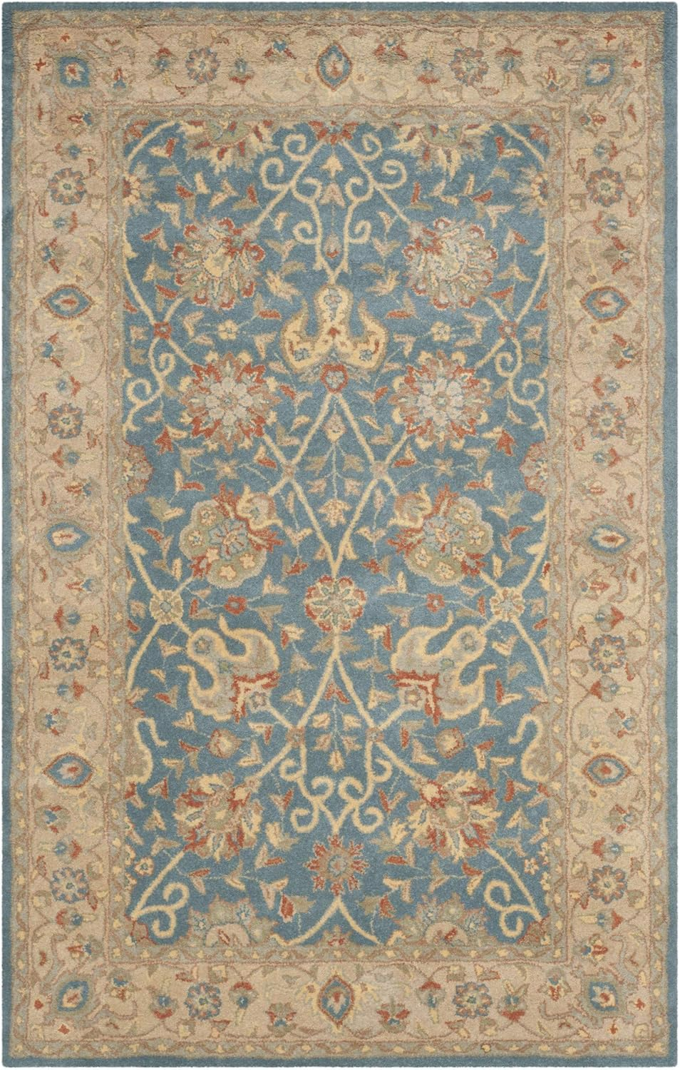 SAFAVIEH Antiquity Lilibeth Traditional Floral Wool Area Rug, Blue, 5' x 8'