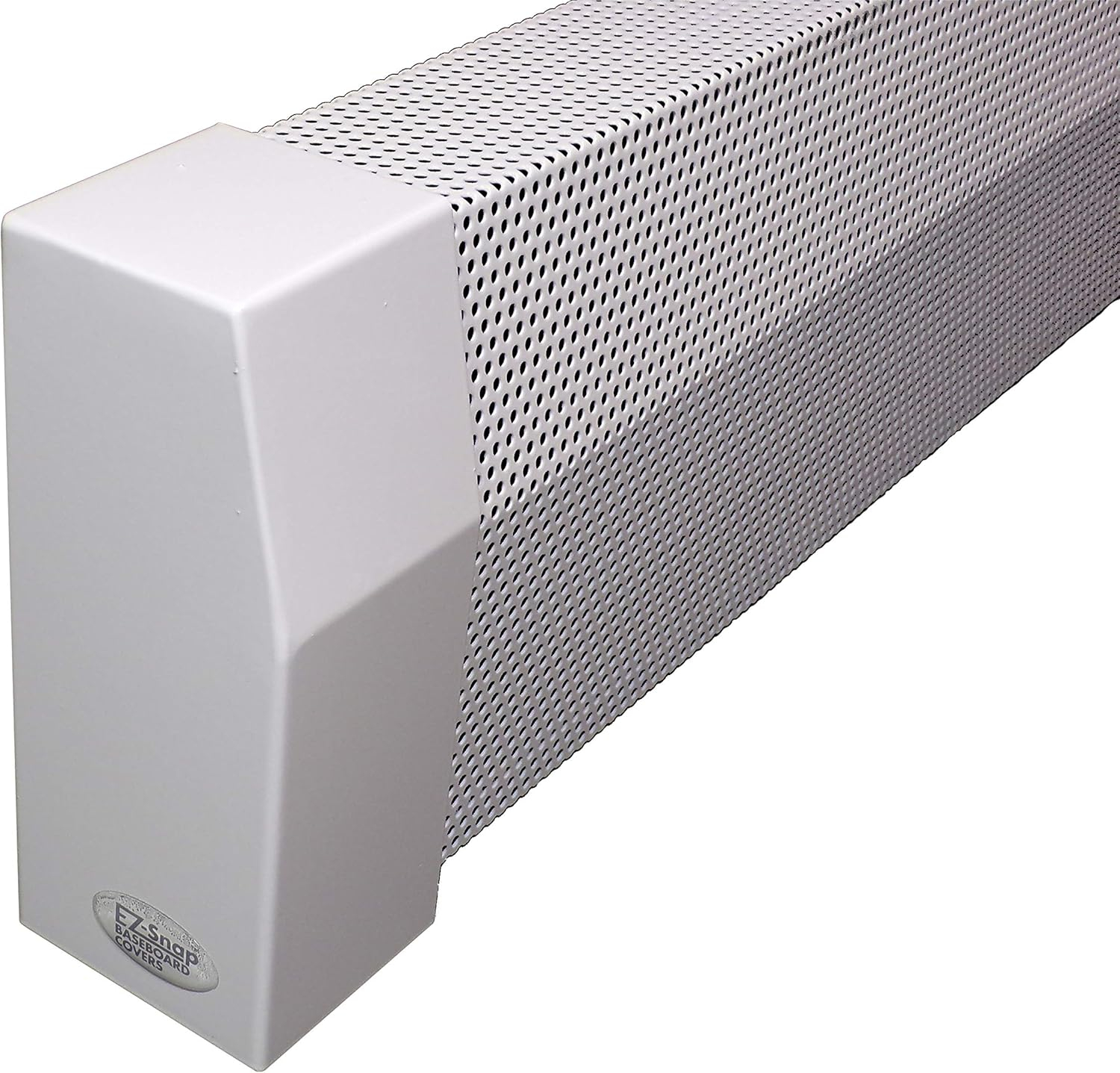 EZ Snap Covers 6 Foot White Standard 7 1/2" Baseboard Heater Cover Galvanized Steel Kit with 2 Closed End Caps & 4 Brackets - FOR HYDRONIC HEAT: NOT for Electric Baseboards