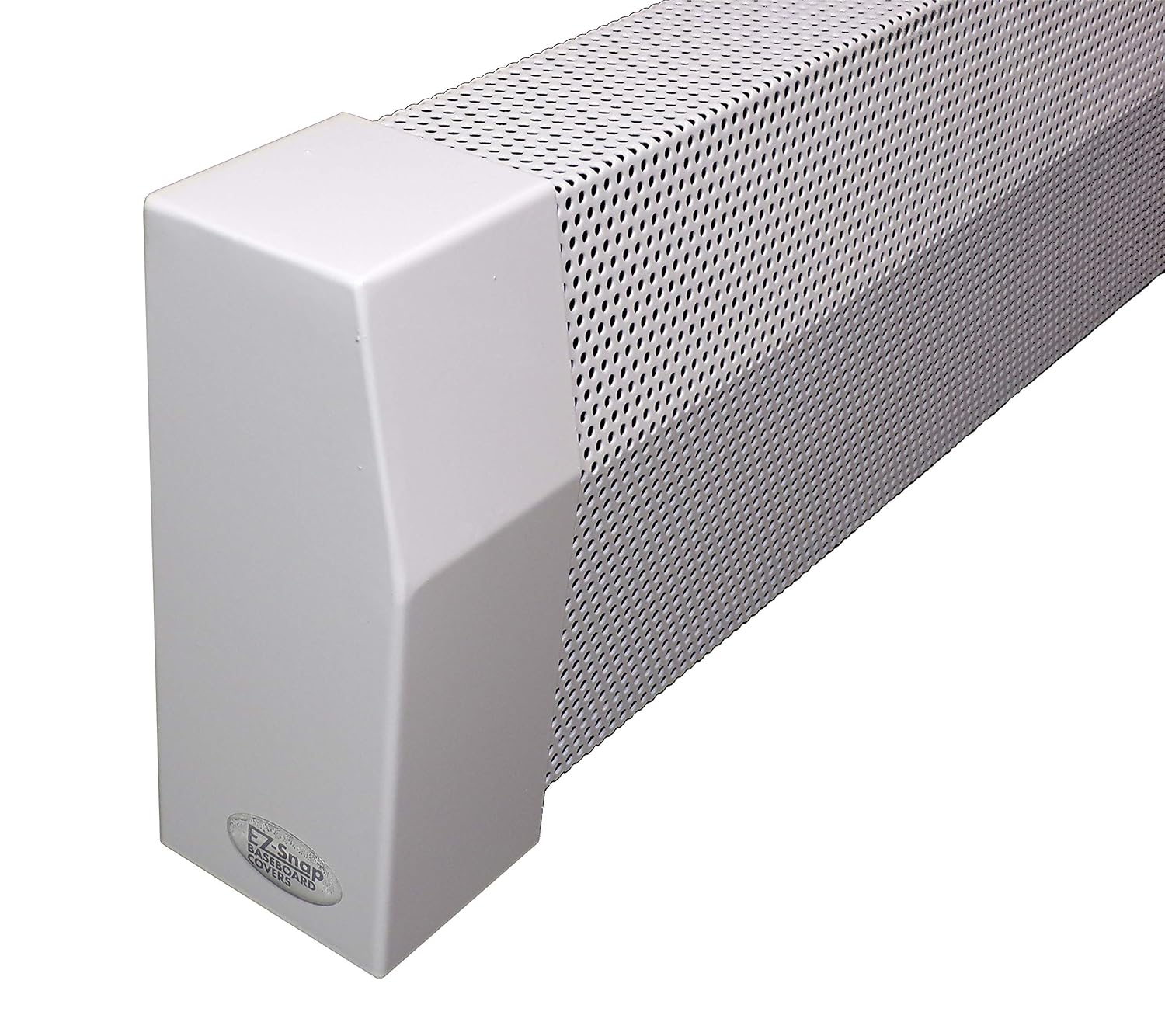 EZ Snap Covers 10 Foot White Standard Height 7 1/2" Baseboard Heater Cover Kit with 2 Closed End Caps & Brackets - For HYDRONIC Baseboard Heat
