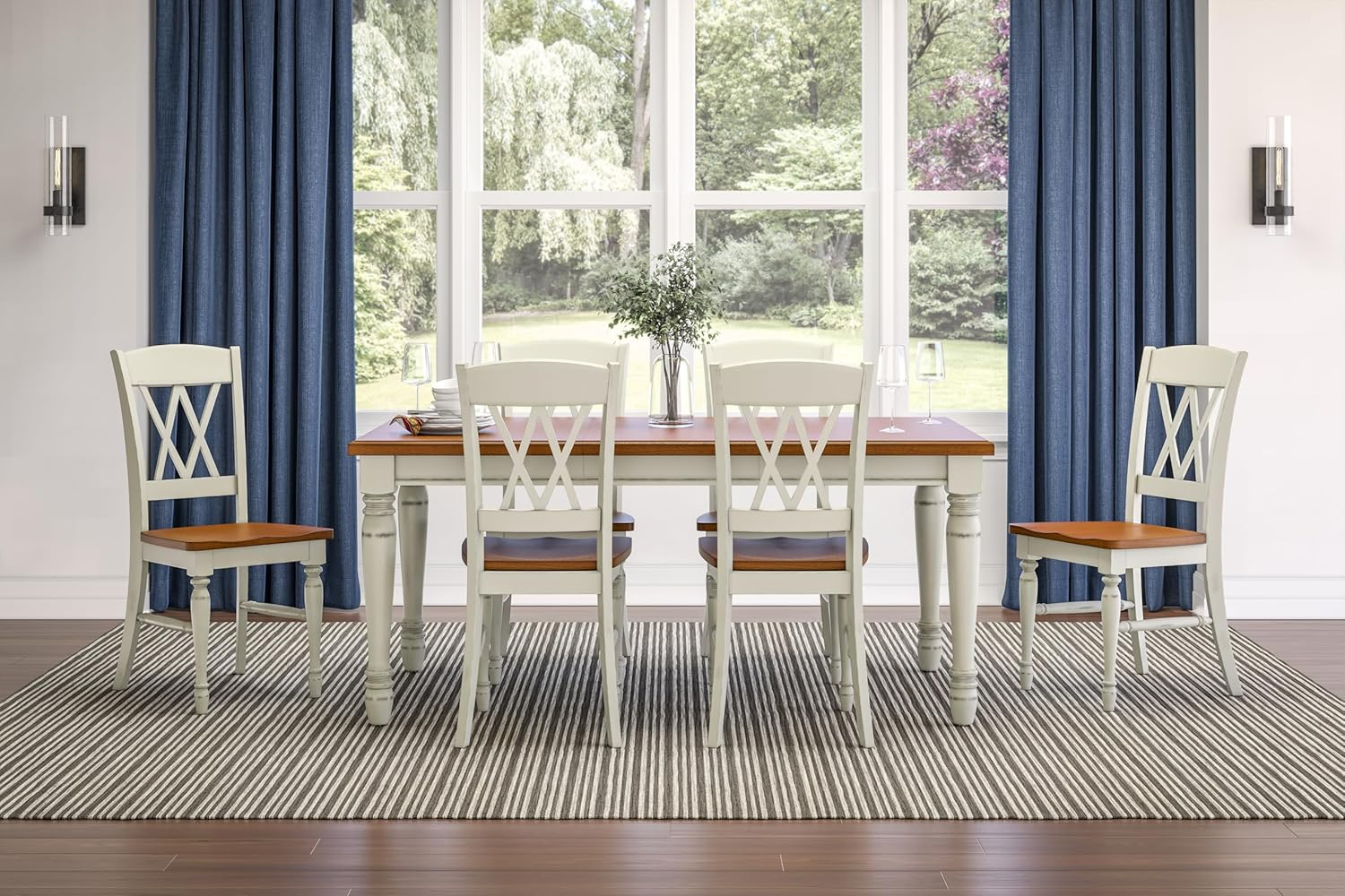 Monarch White/Oak 5Piece Dining Set by Home Styles, 7 Piece
